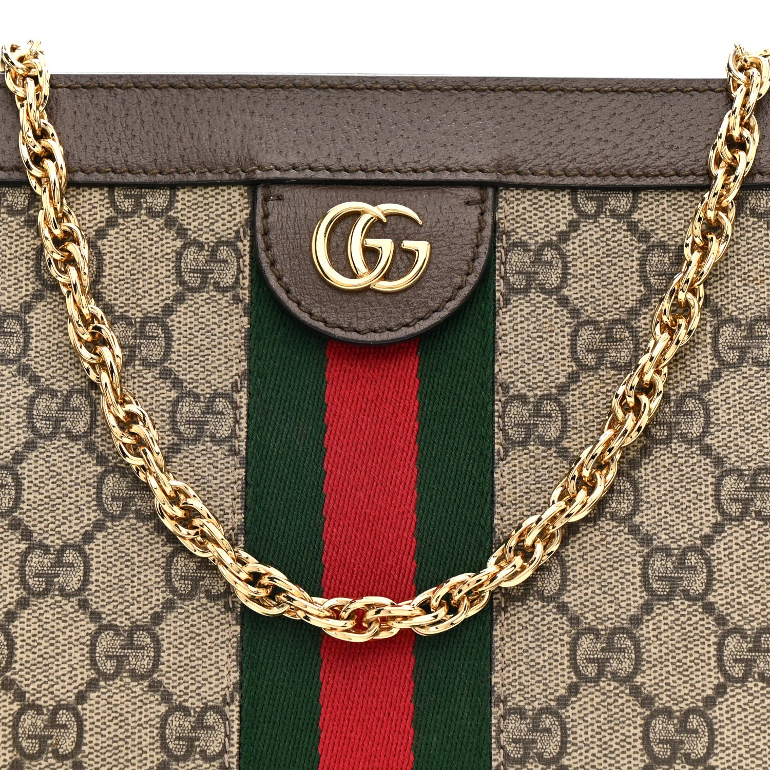 GG Supreme Monogram Web Small Ophidia Chain Shoulder Bag Brown - Image 8