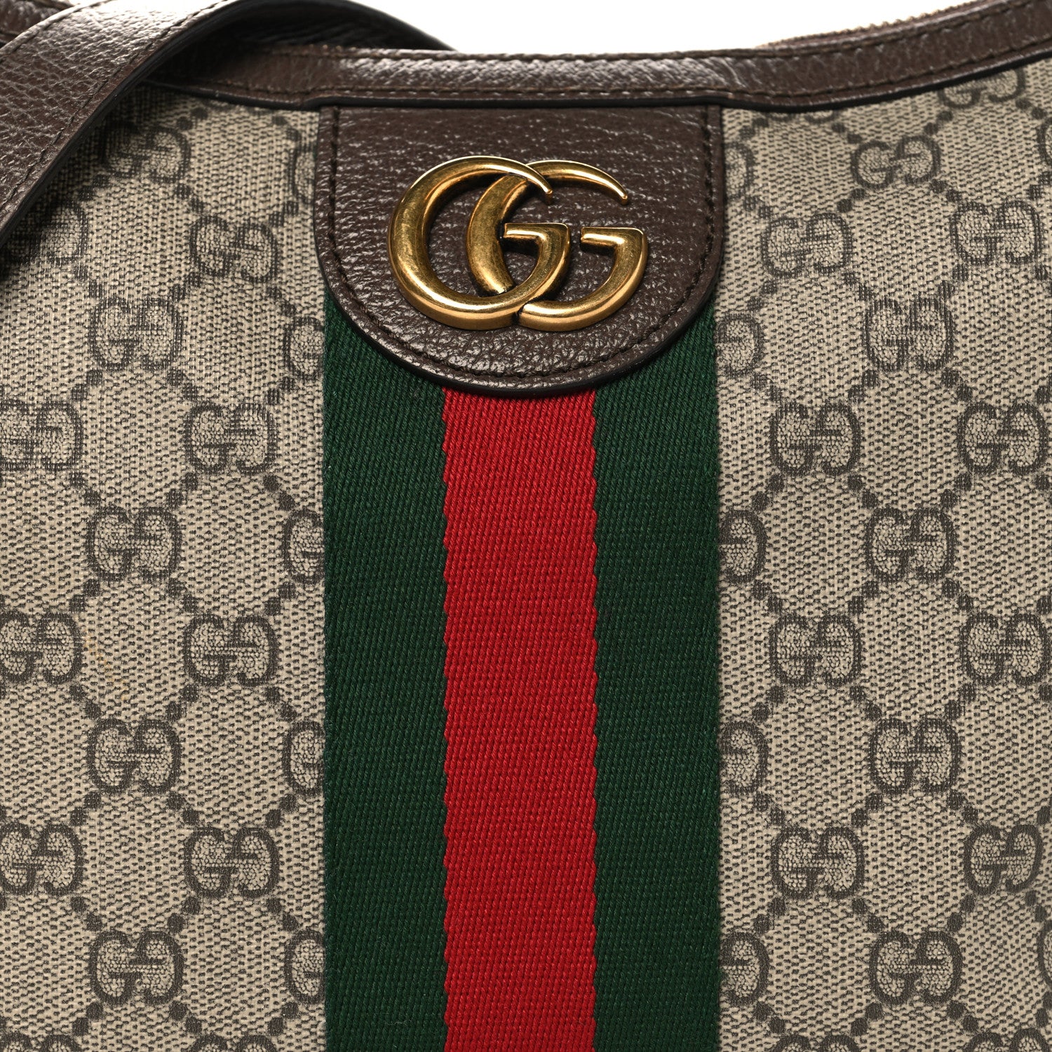 GG Supreme Monogram Web Small Ophidia Half Moon Hobo Brown - Image 8