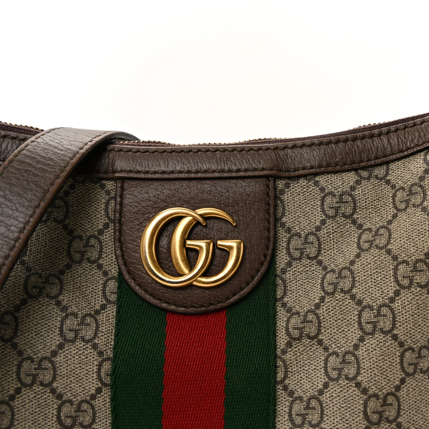 GG Supreme Monogram Web Small Ophidia Half Moon Hobo Brown - Image 14