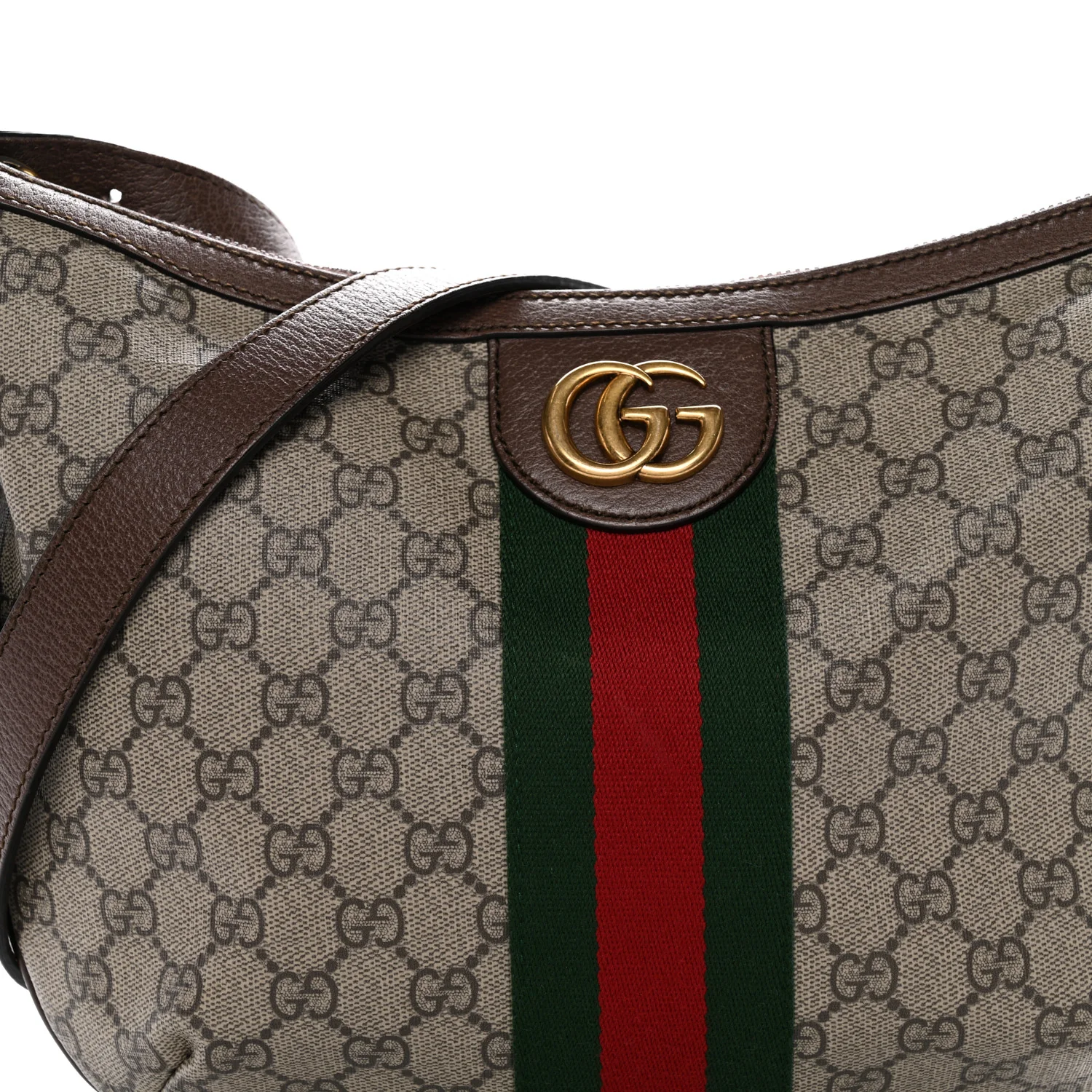 GG Supreme Monogram Web Small Ophidia Half Moon Hobo Brown - Image 8