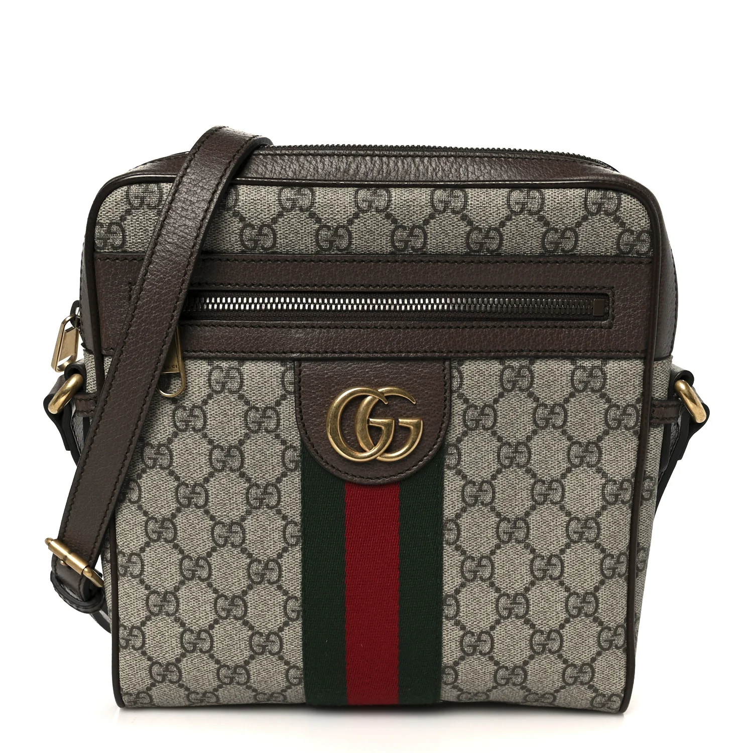 GG Supreme Monogram Web Small Ophidia Messenger Bag Brown