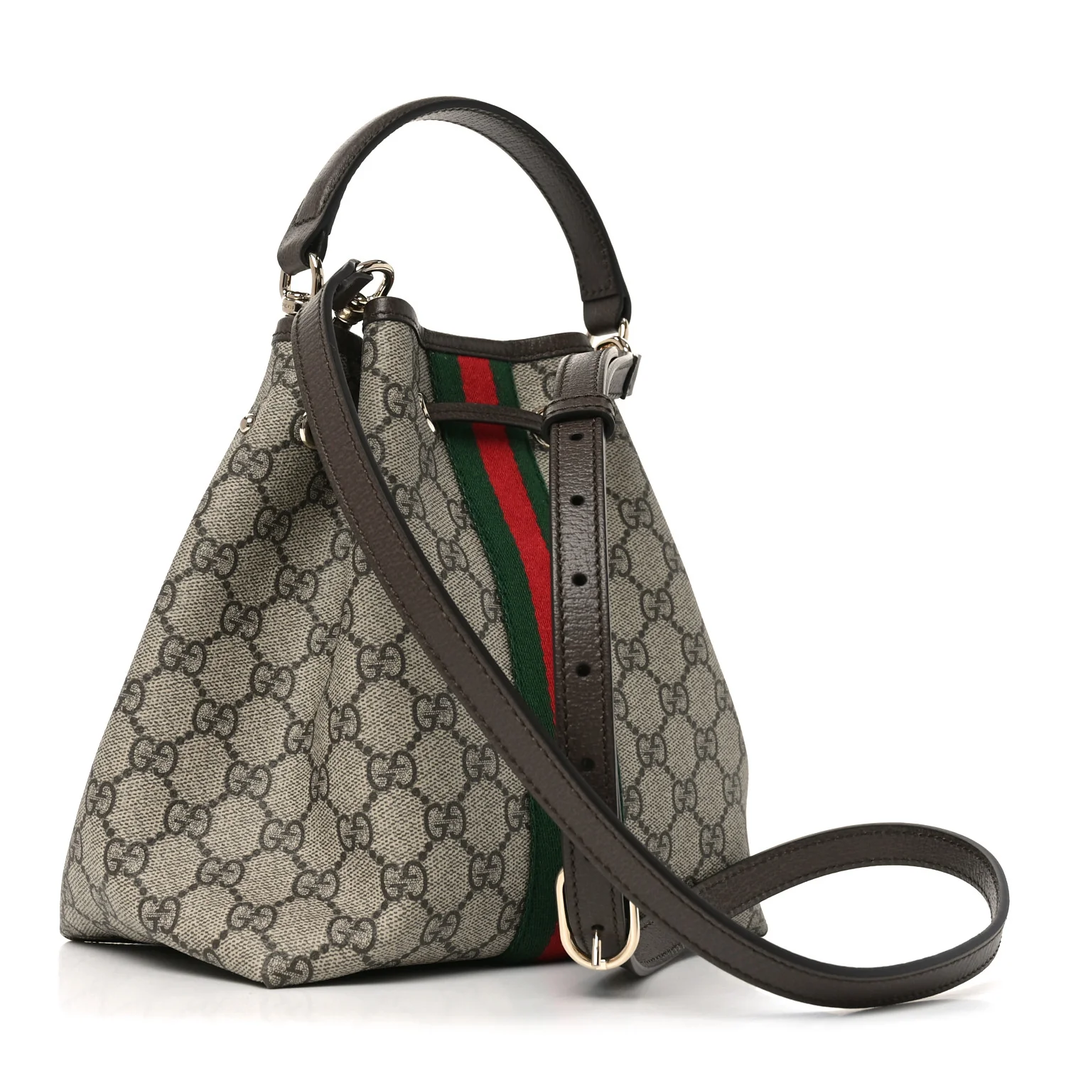 GG Supreme Monogram Web Small Ophidia Top Handle Bucket Bag Brown - Image 3