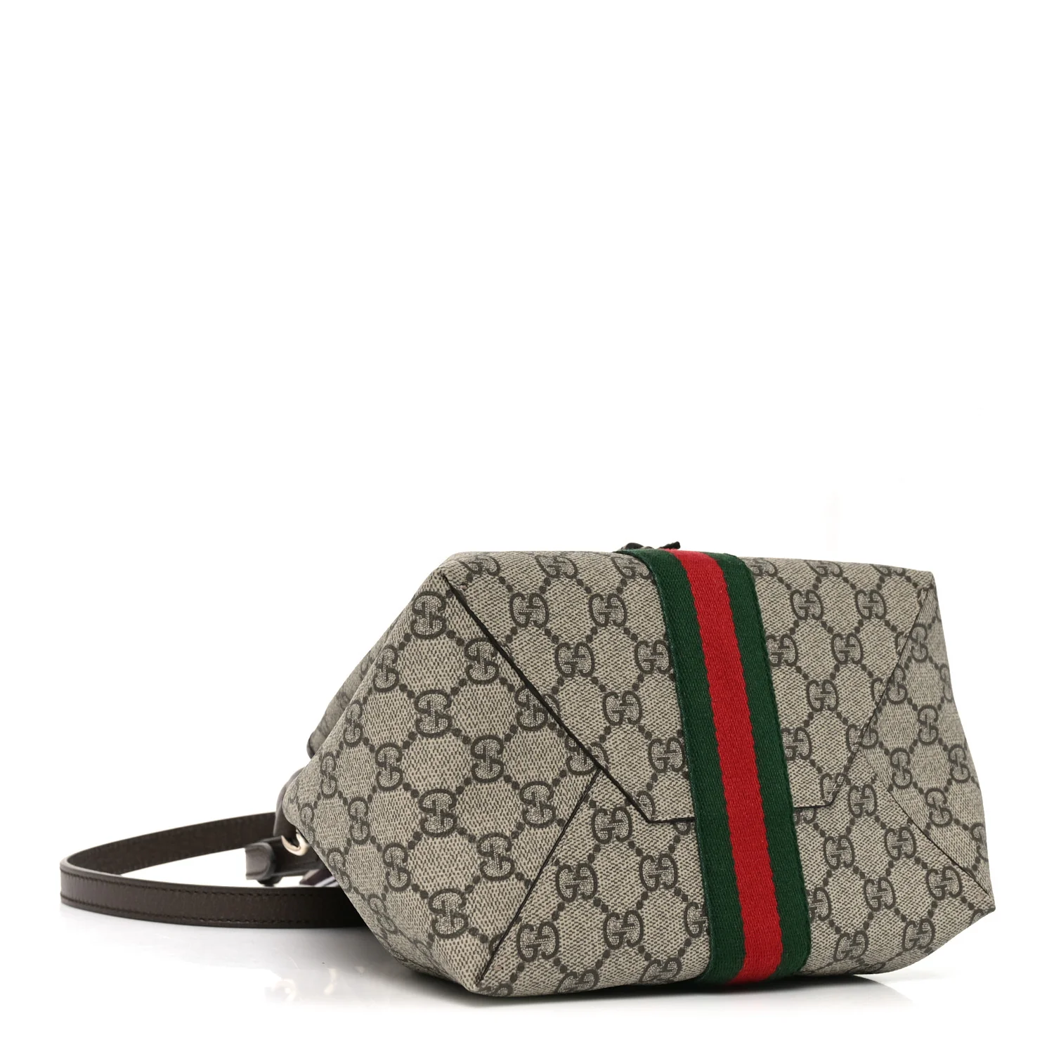 GG Supreme Monogram Web Small Ophidia Top Handle Bucket Bag Brown - Image 4