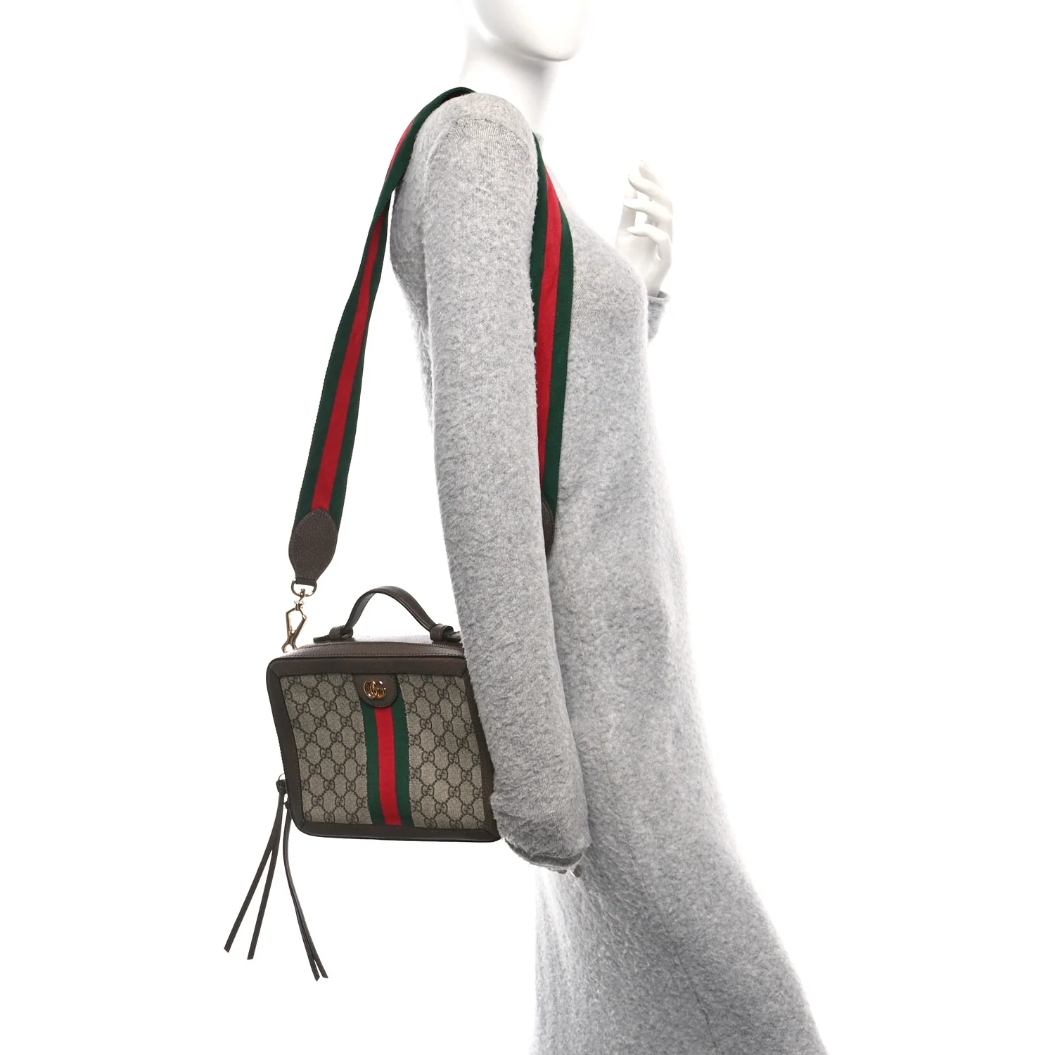GG Supreme Monogram Web Small Ophidia Top Handle Shoulder Bag Brown - Image 2