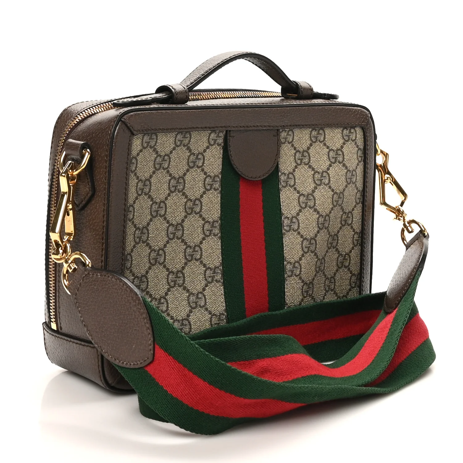 GG Supreme Monogram Web Small Ophidia Top Handle Shoulder Bag Brown - Image 3