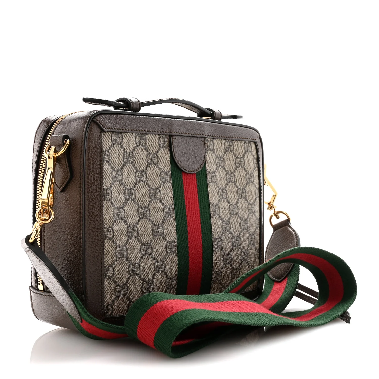 GG Supreme Monogram Web Small Ophidia Top Handle Shoulder Bag Brown - Image 3