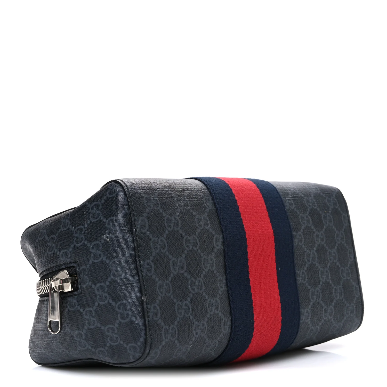 GG Supreme Monogram Web Toiletry Case Black Grey - Image 4