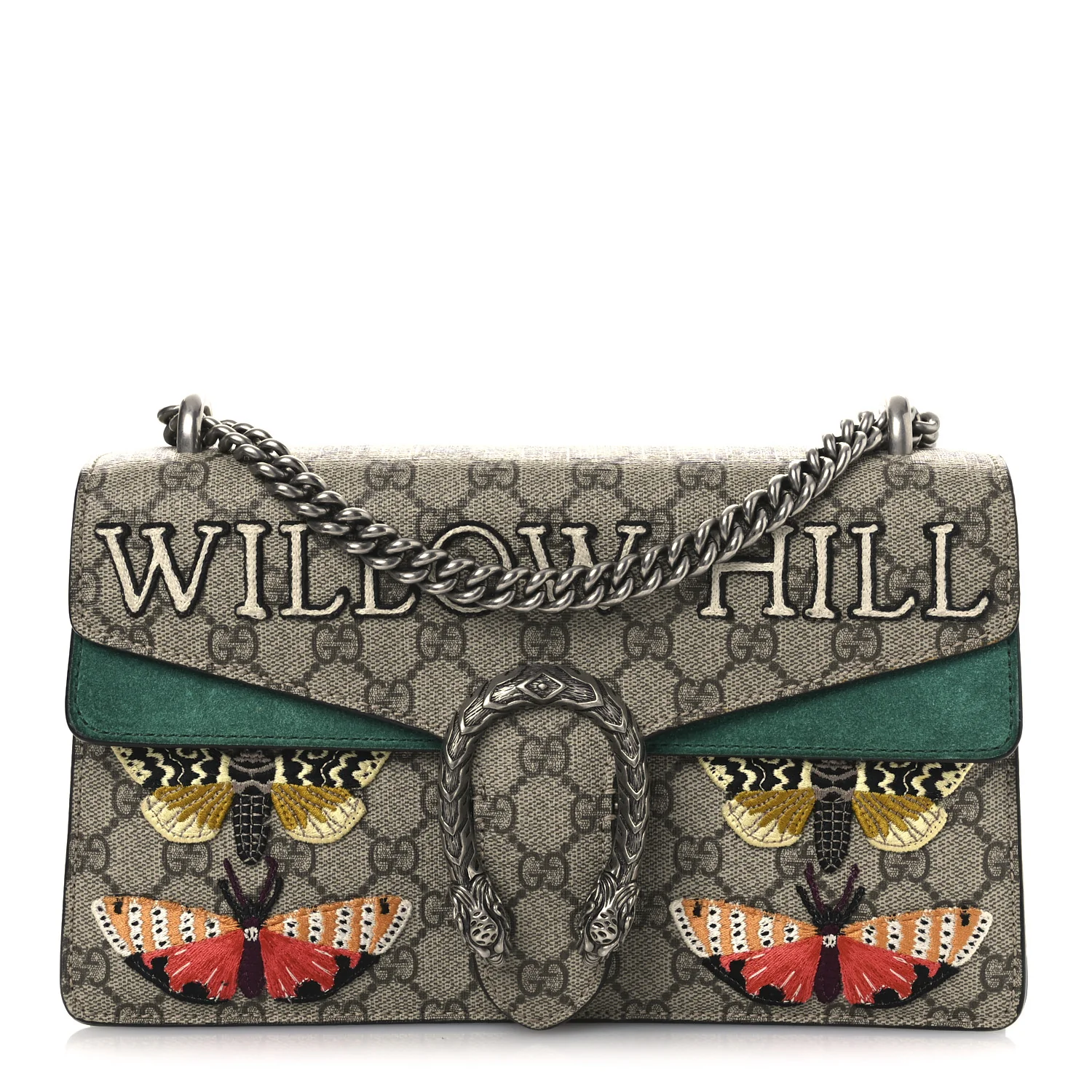 GG Supreme Monogram Willow Hill Embroidered Small Dionysus Shoulder Bag Emerald
