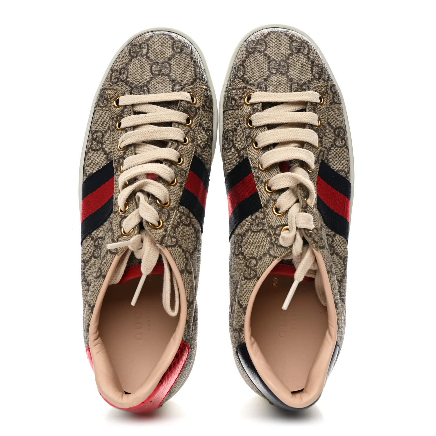 GG Supreme Monogram Womens Ace Low-Top Sneaker 37 Beige - Image 2