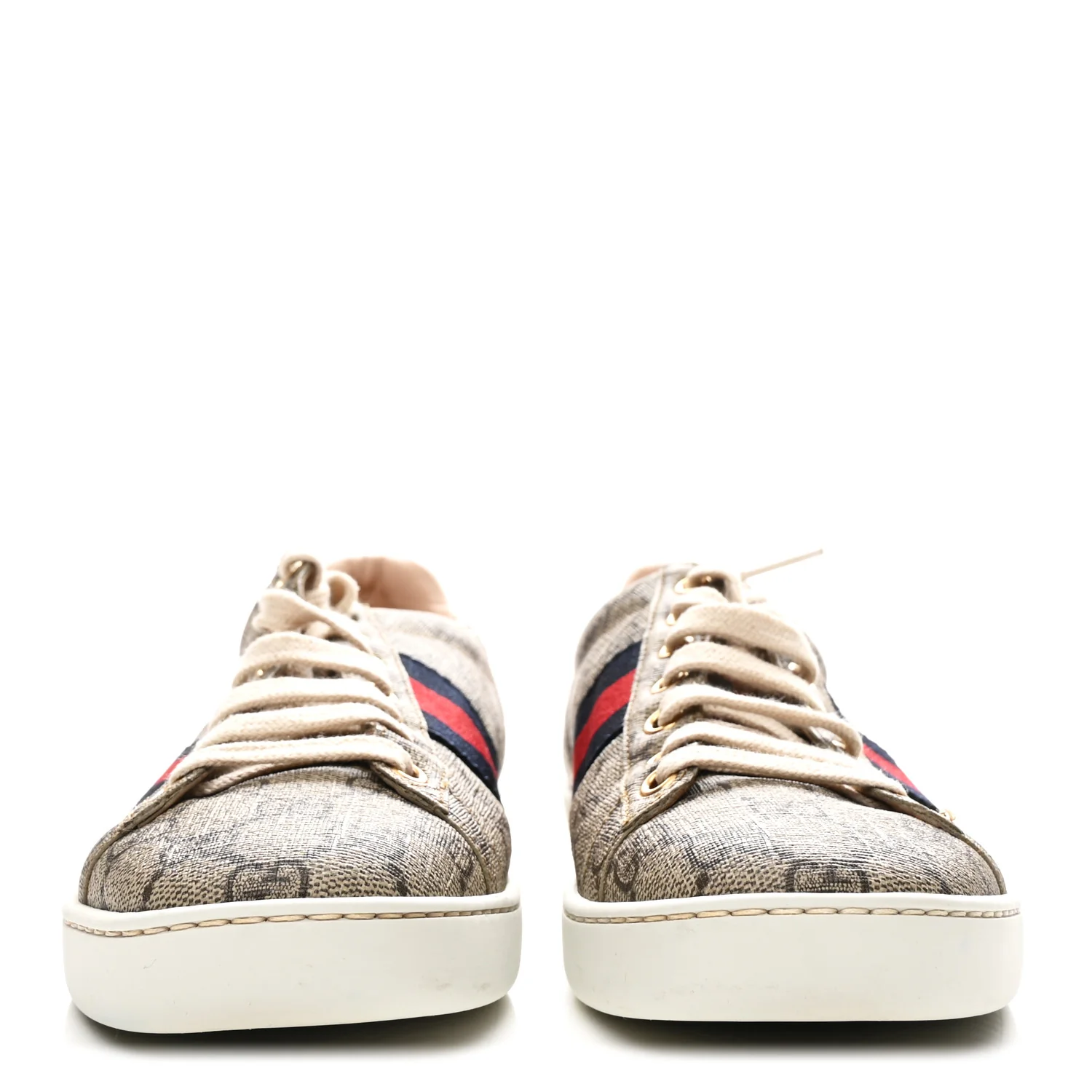 GG Supreme Monogram Womens Ace Low-Top Sneaker 37 Beige - Image 3