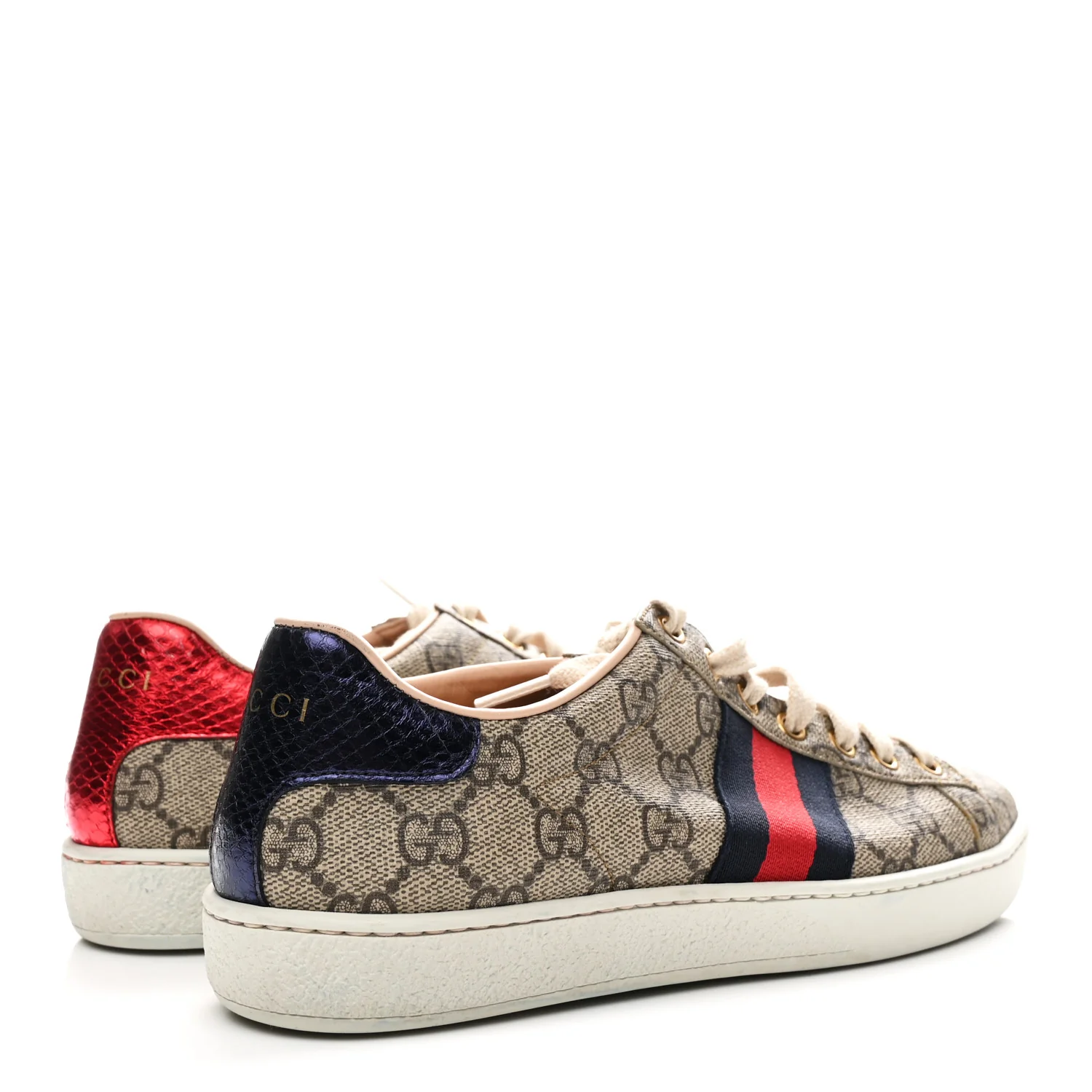 GG Supreme Monogram Womens Ace Low-Top Sneaker 37 Beige - Image 5