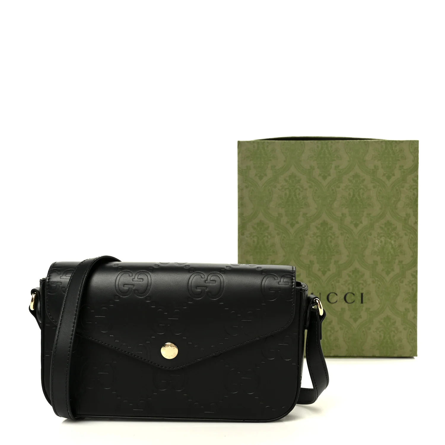 Gilbert Calfskin GG Super Mini Shoulder Bag Black - Image 20