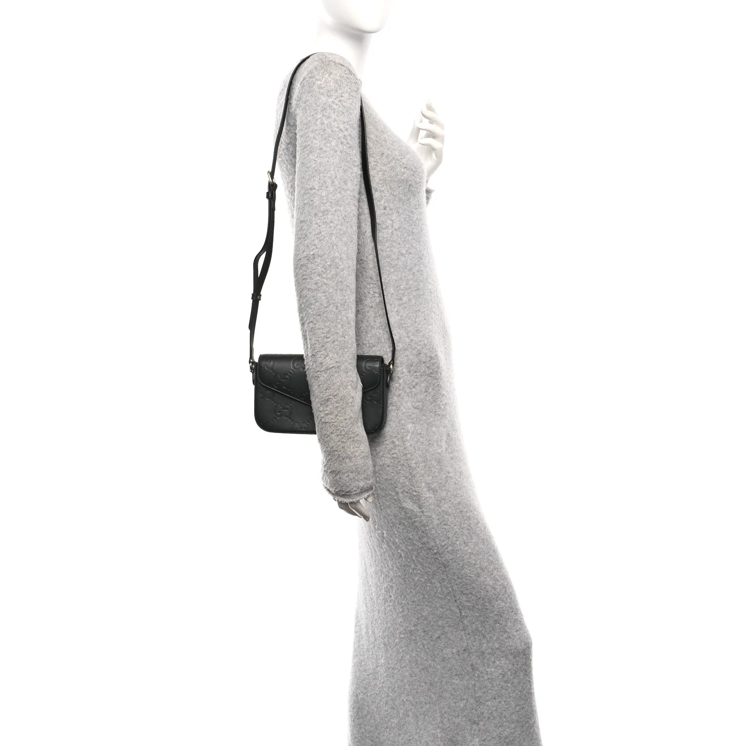 Gilbert Calfskin GG Super Mini Shoulder Bag Black - Image 3