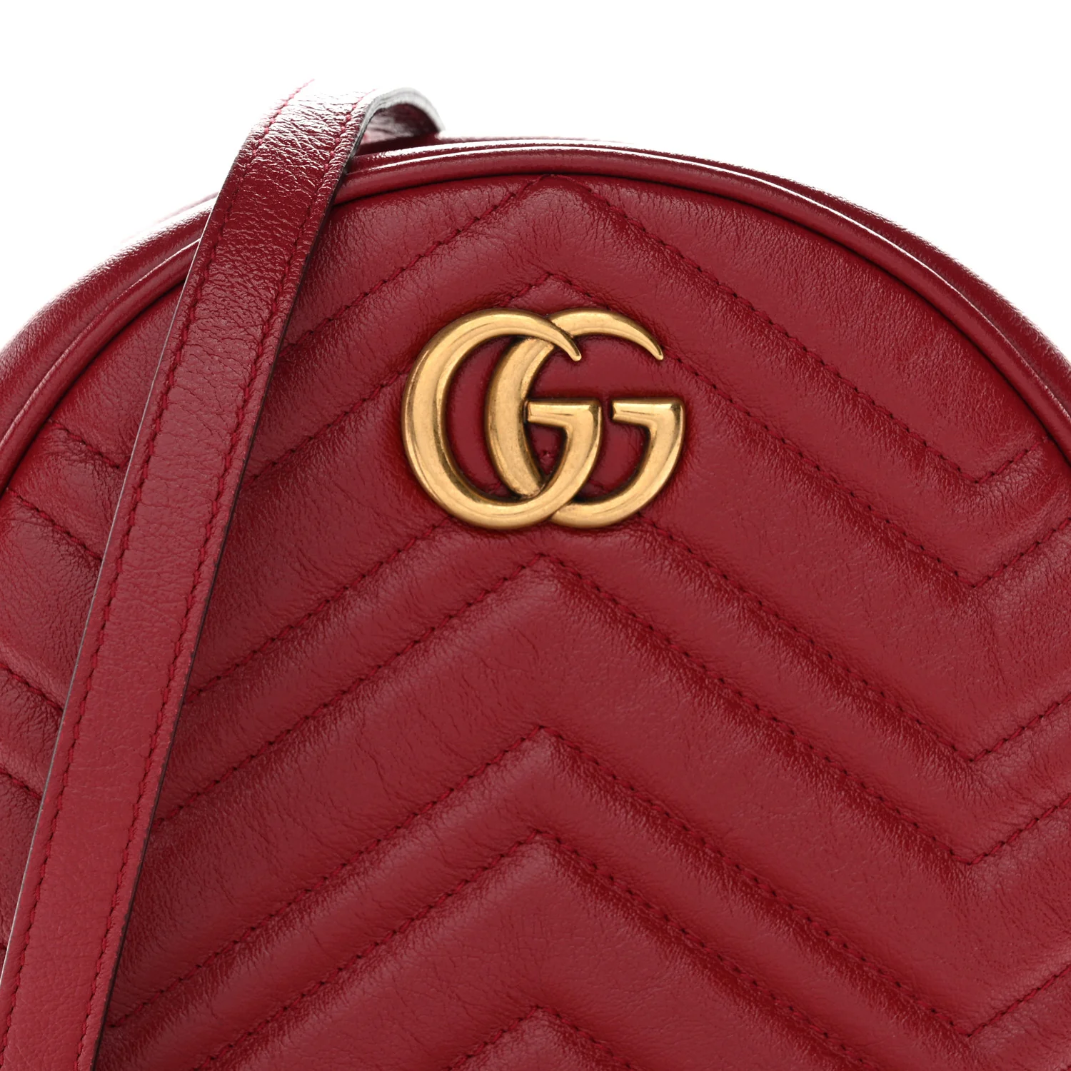 Glazed Calfskin Matelasse Heart Mini GG Marmont Round Shoulder Bag Romantic Cerise - Image 8