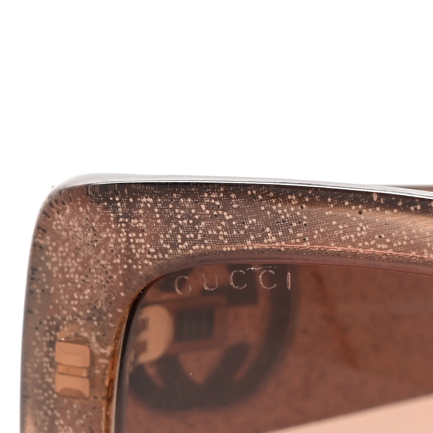 Glitter Acetate Square Frame Sunglasses GG3814S Brown - Image 7