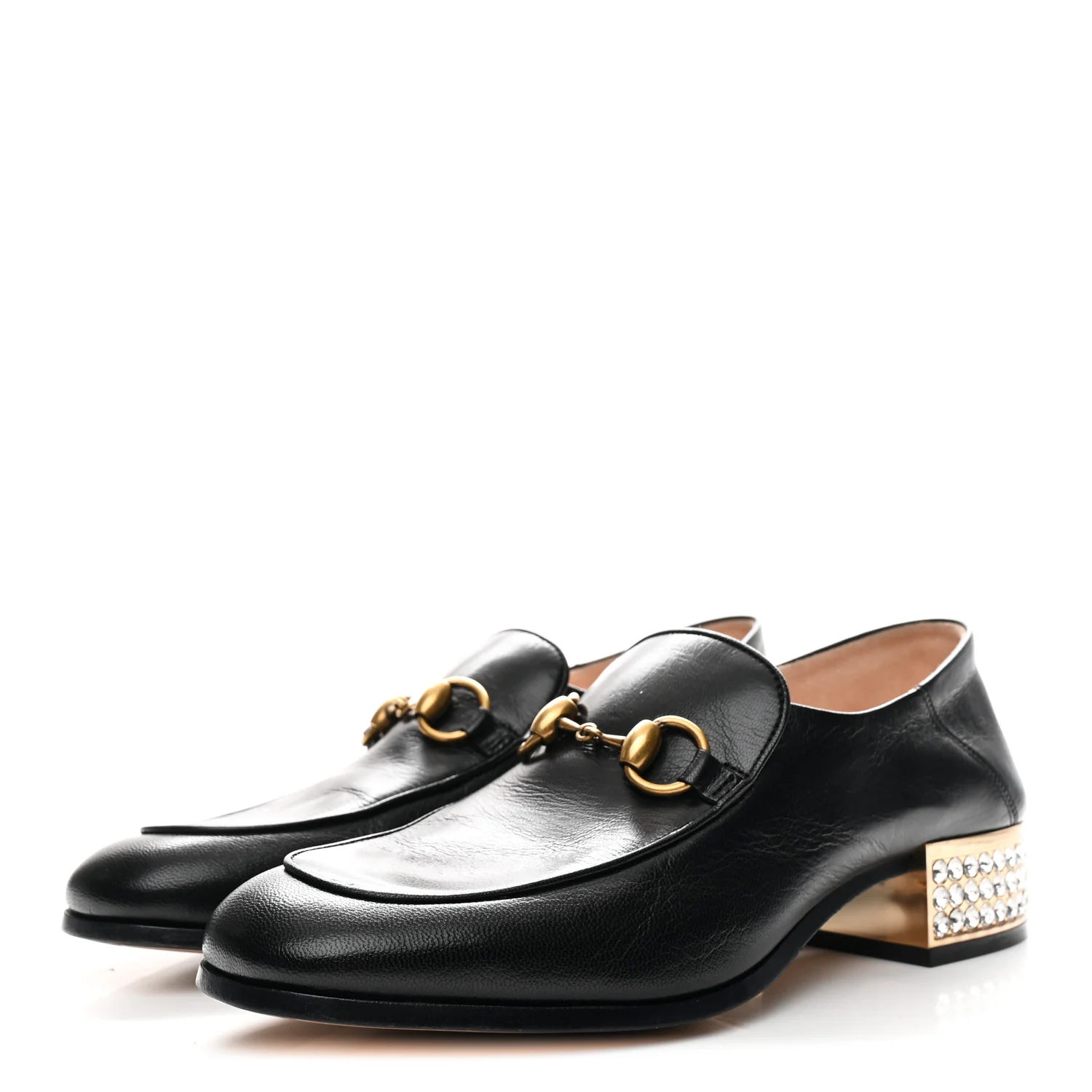 Goatskin Crystal Womens Horsebit Loafers 38 Black - Image 4