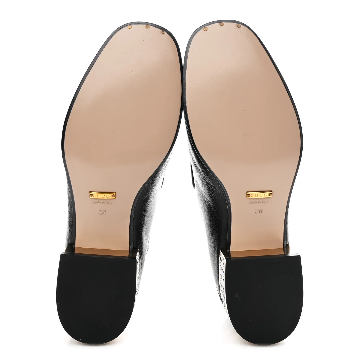 Goatskin Crystal Womens Horsebit Loafers 38 Black - Image 6