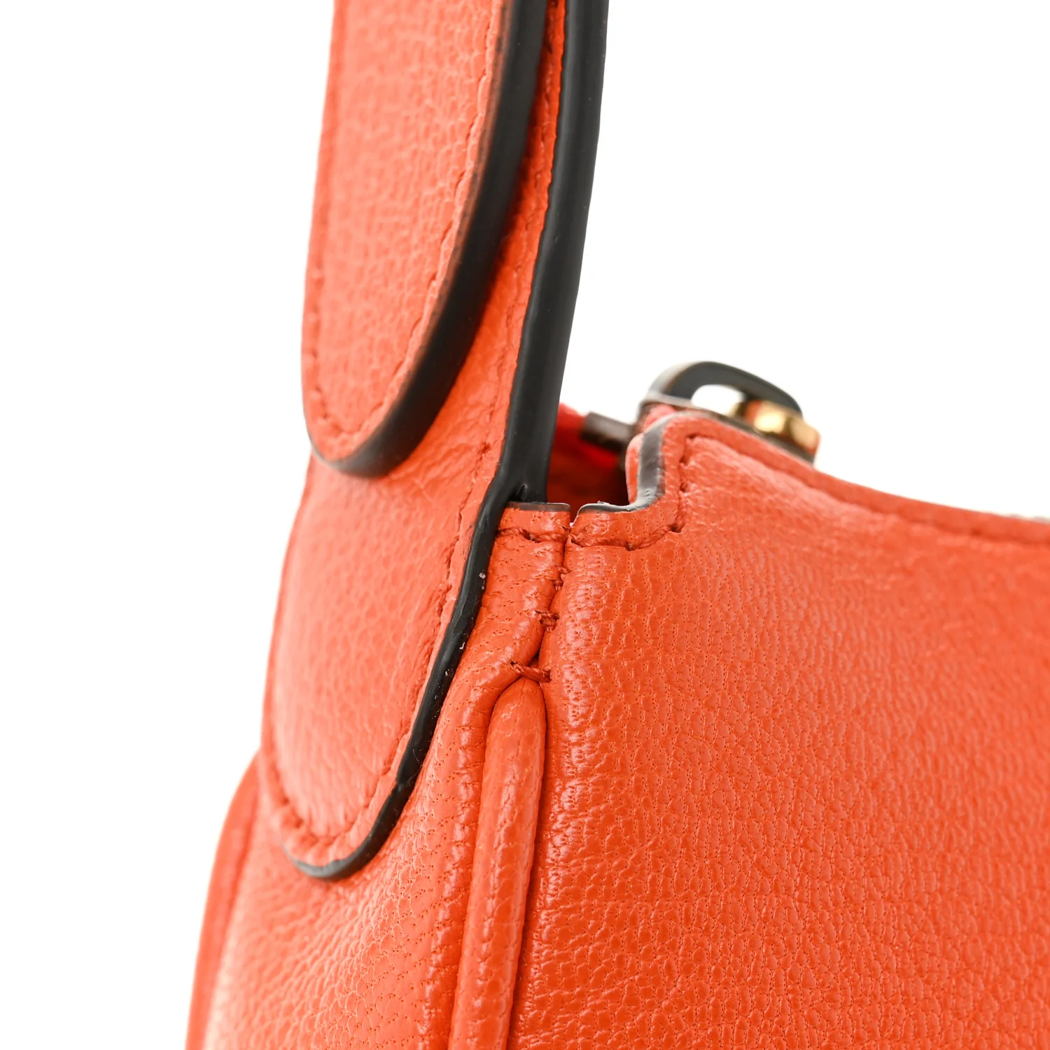 Goatskin Mini Aphrodite Shoulder Bag Orange - Image 11