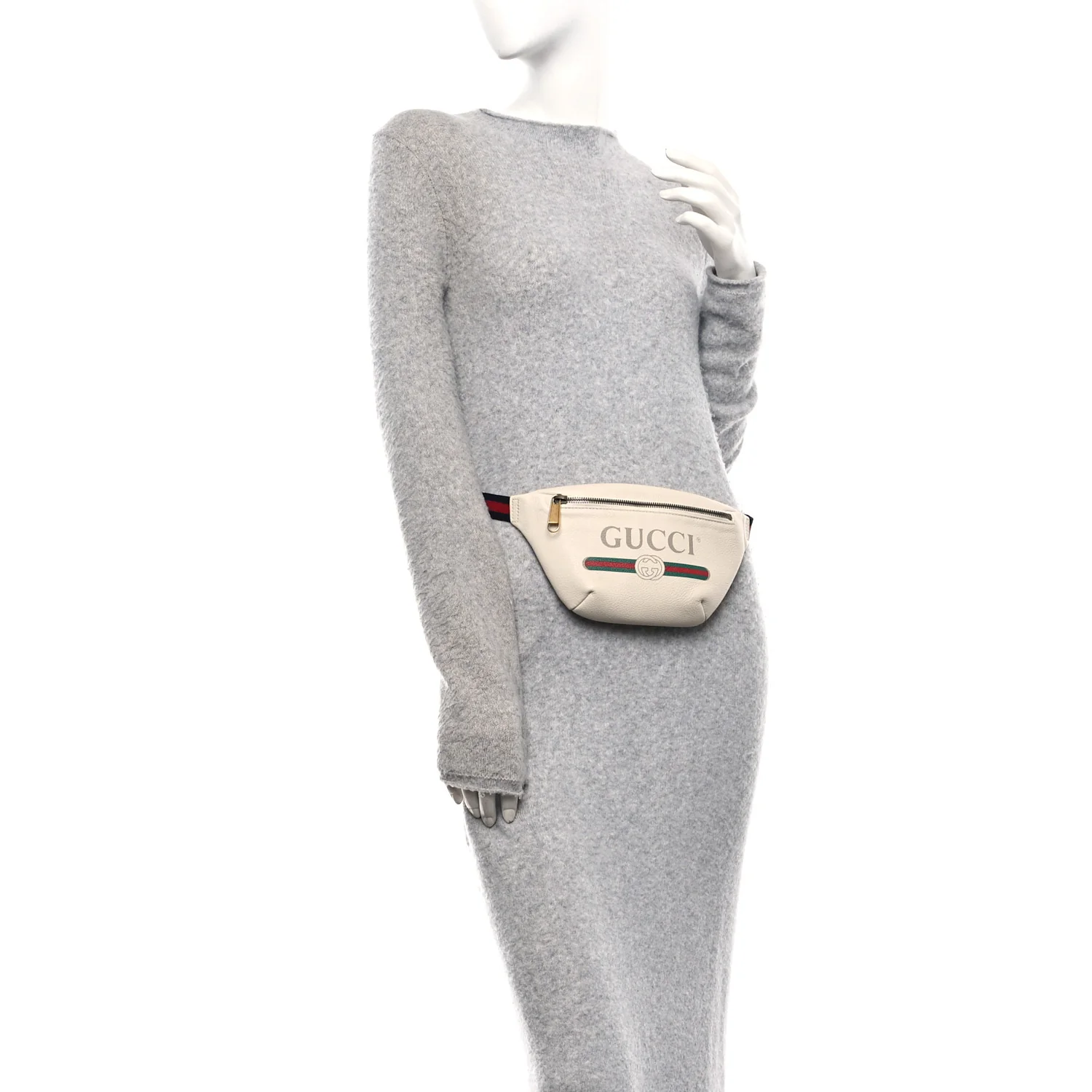 Grained Calfskin Small Logo Belt Bag White - Image 2