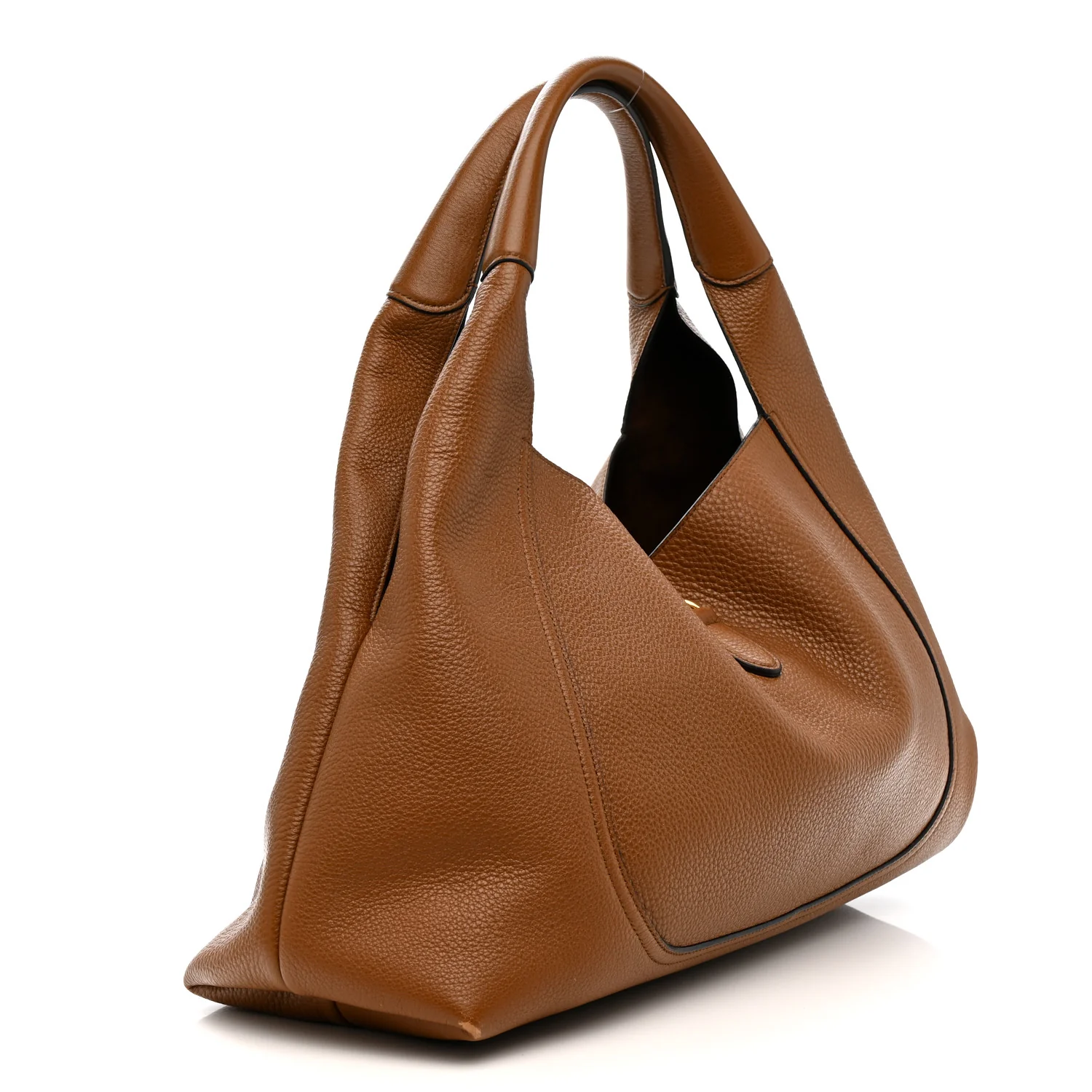 Grained Calfskin Softbit Maxi Shoulder Bag Brown - Image 4