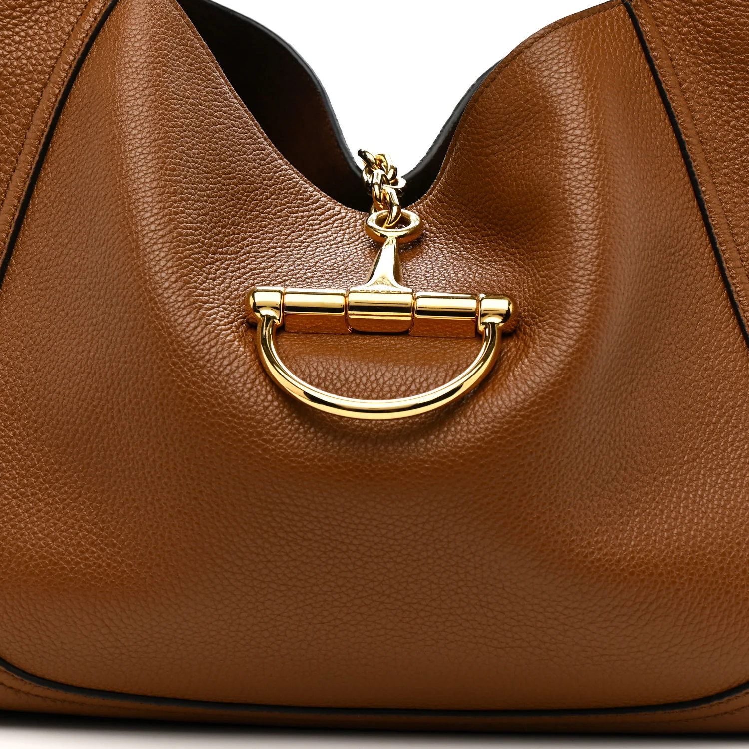 Grained Calfskin Softbit Maxi Shoulder Bag Brown - Image 9