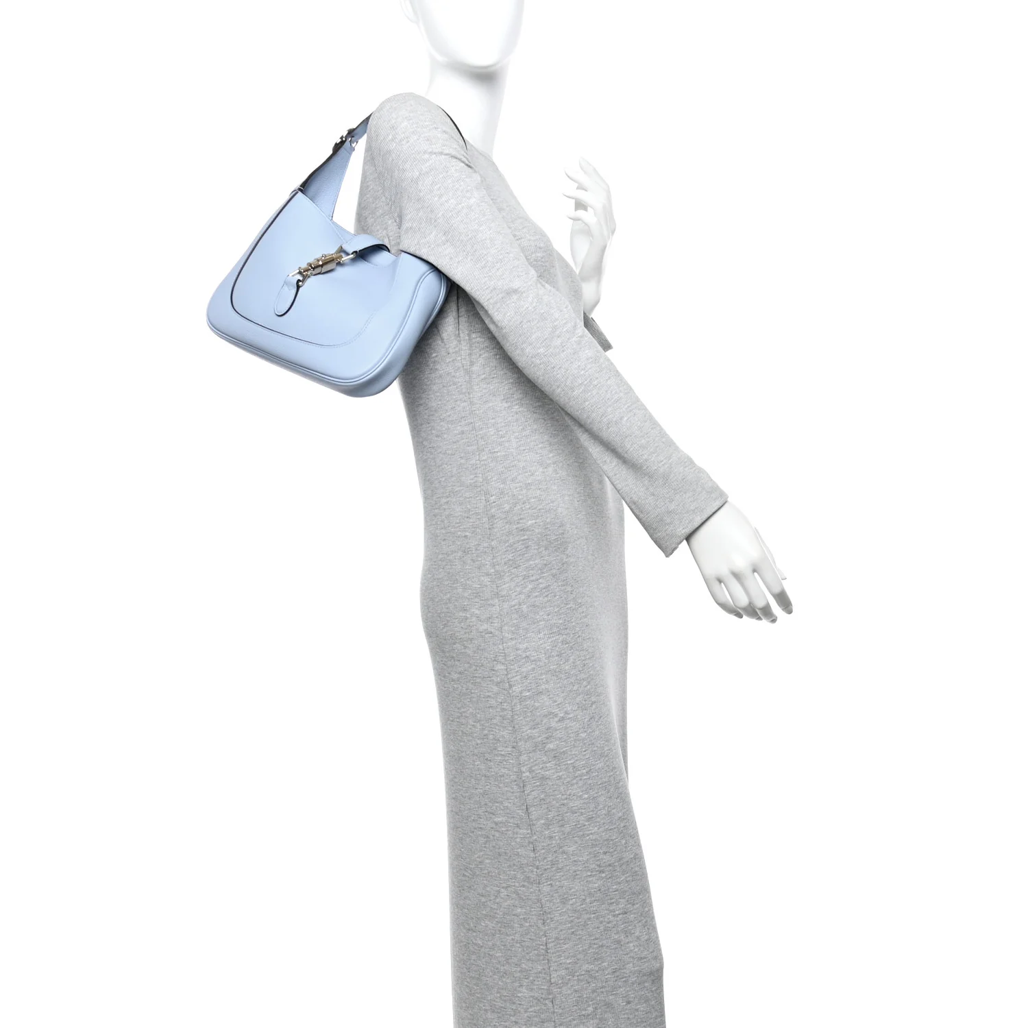 Grained Calfskin Web Medium Jackie 1961 Hobo Light Blue - Image 2
