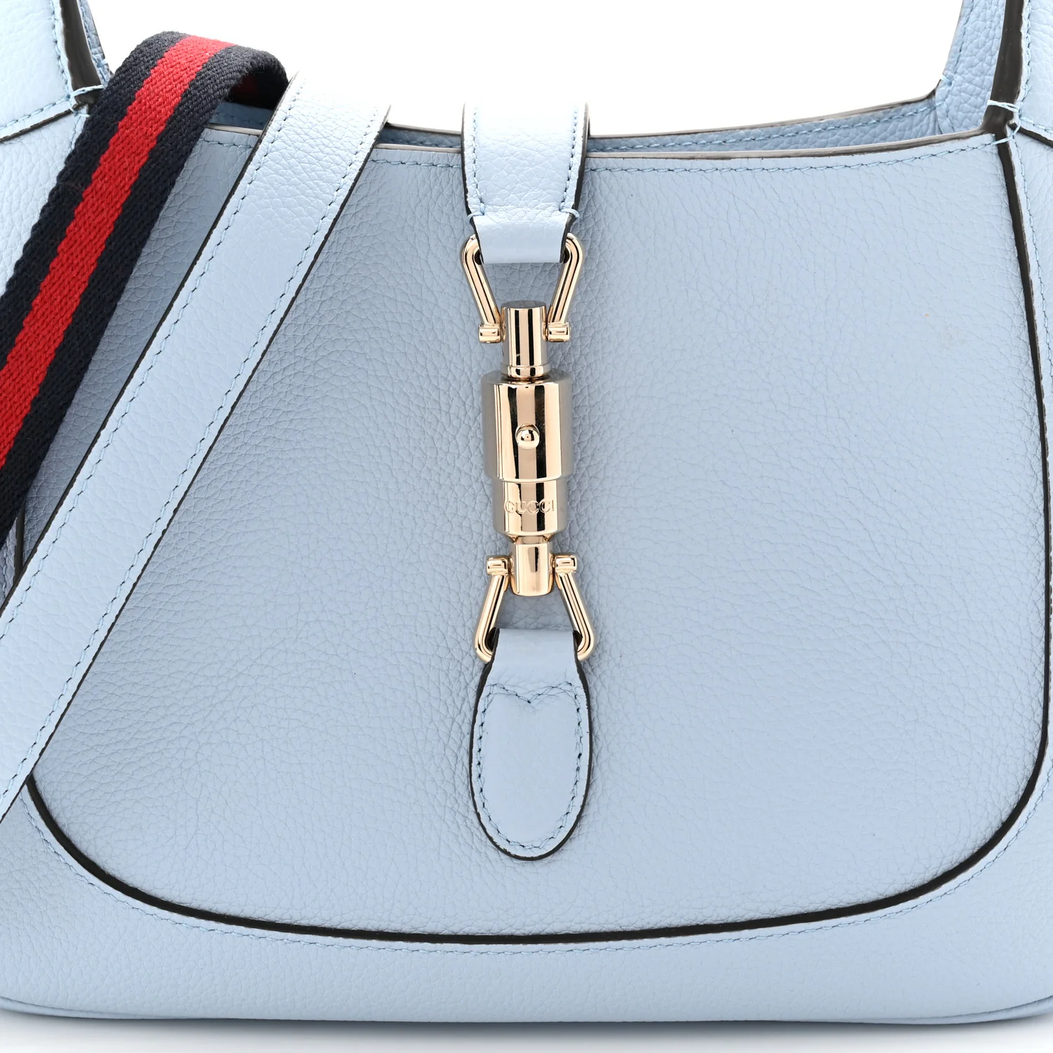 Grained Calfskin Web Medium Jackie 1961 Hobo Light Blue - Image 8