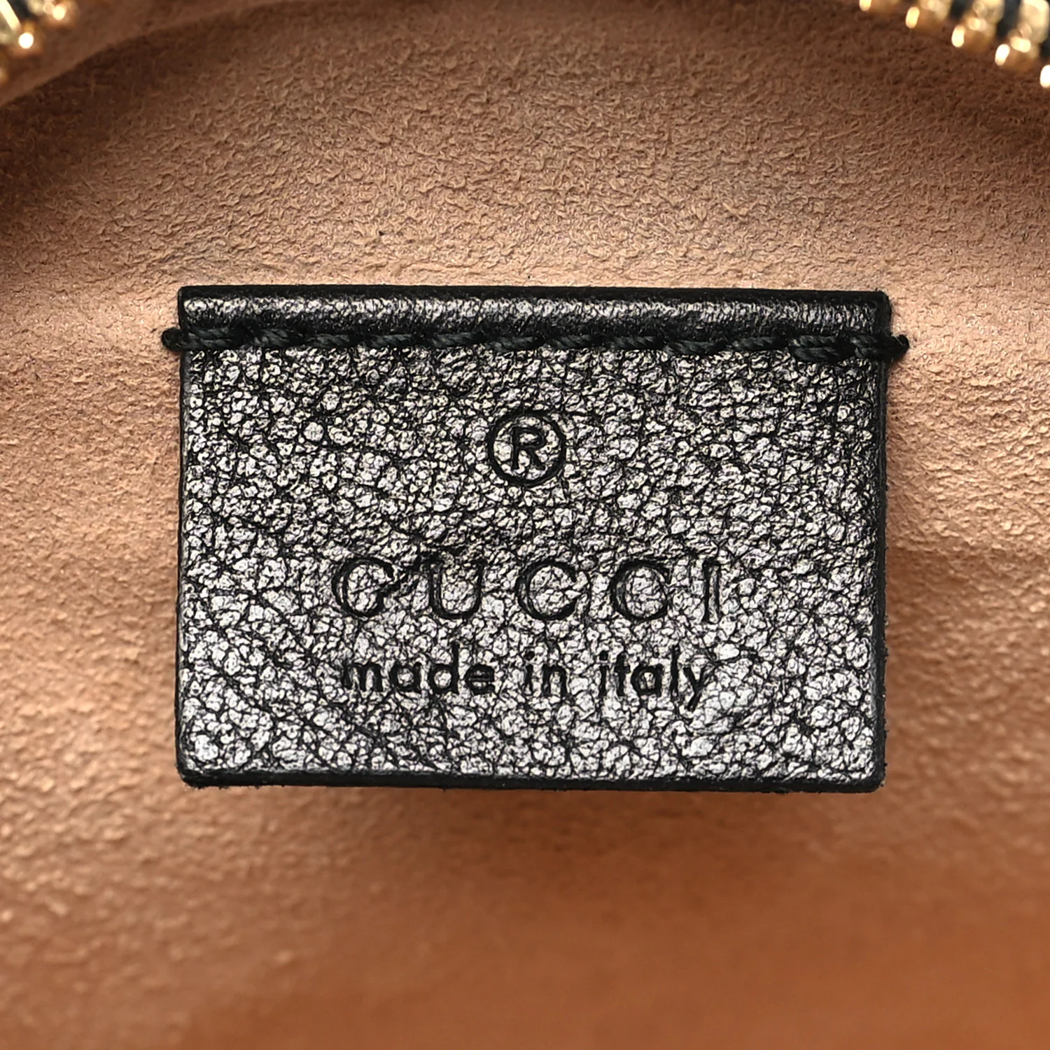 Grained Calfskin Web Mini Ophidia Round Shoulder Bag Black - Image 6
