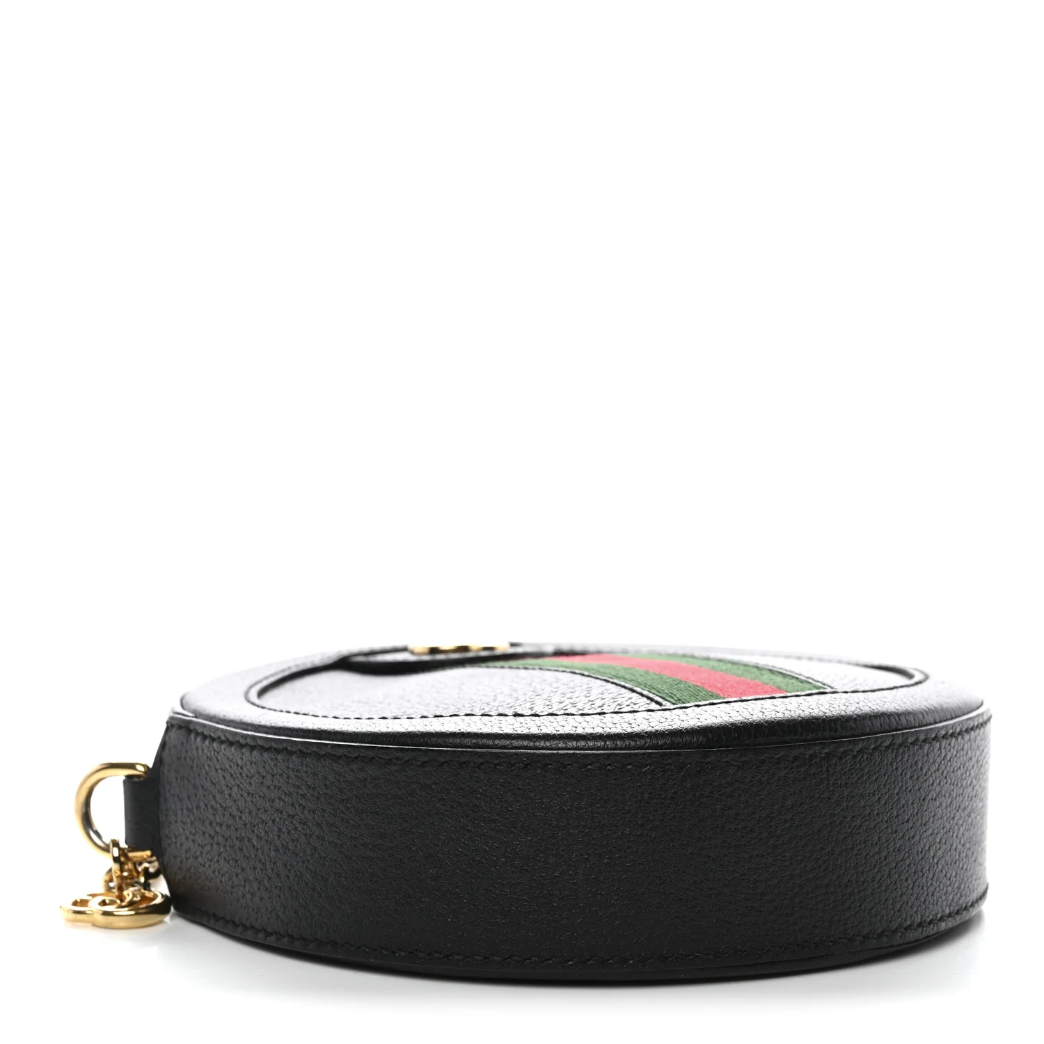 Grained Calfskin Web Mini Ophidia Round Shoulder Bag Black - Image 4