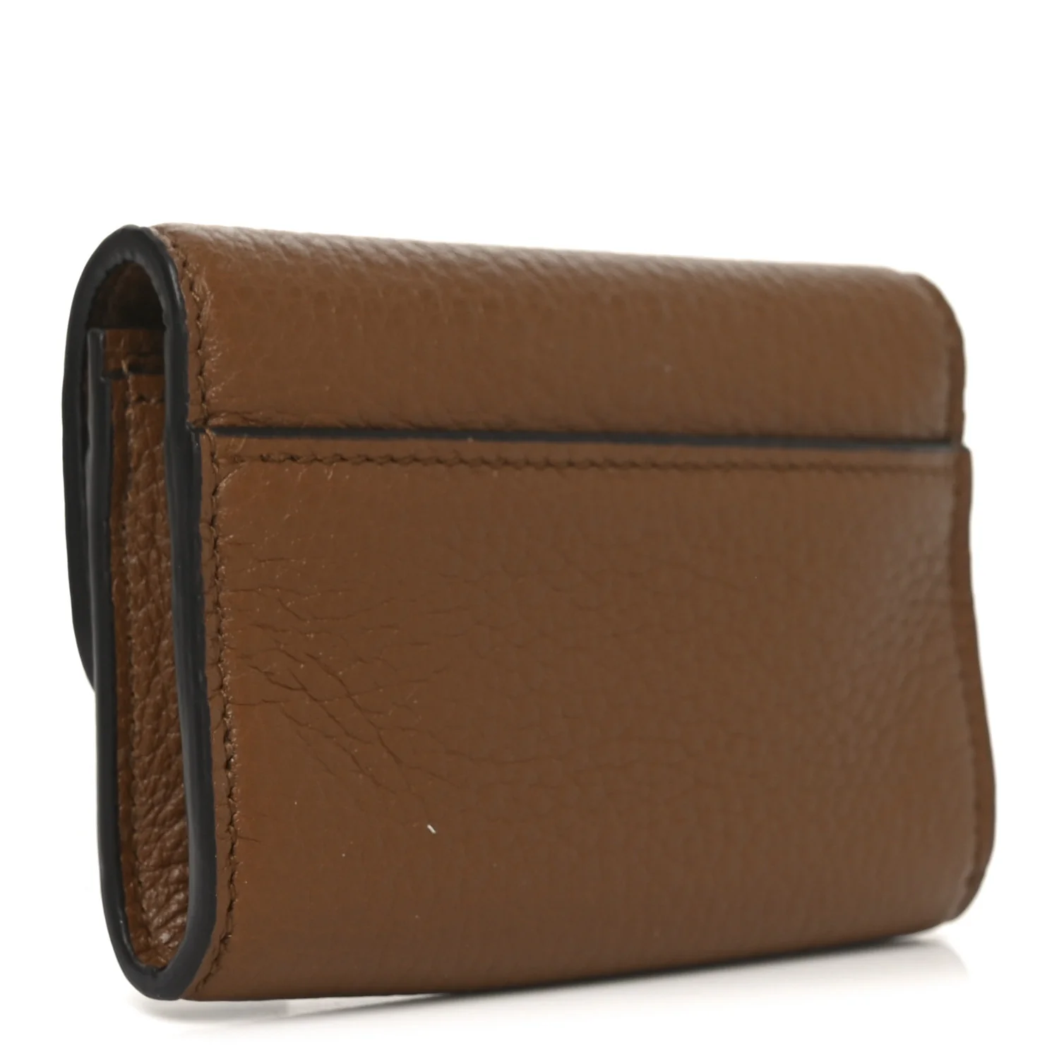 Grainy Calfskin Softbit Card Case Wallet Brown - Image 3