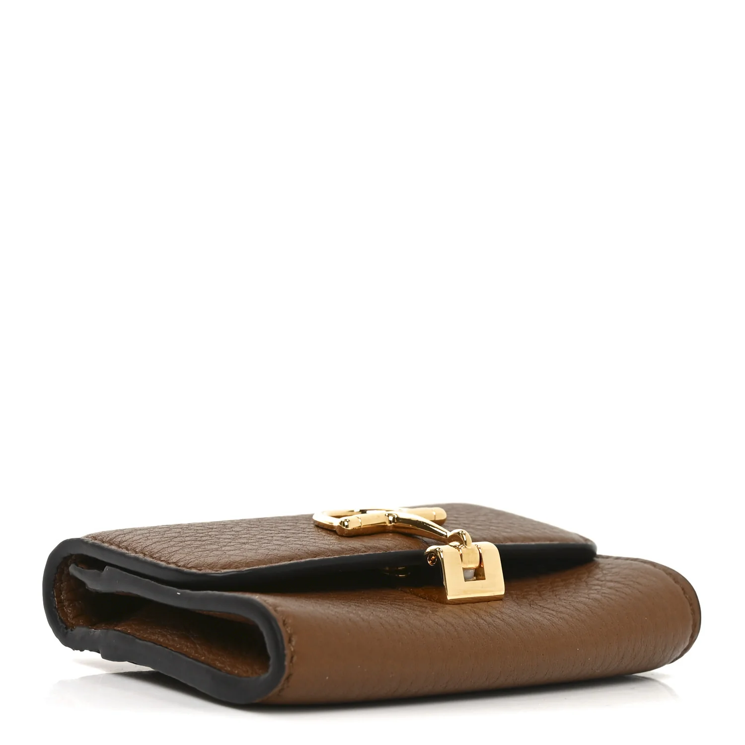 Grainy Calfskin Softbit Card Case Wallet Brown - Image 4