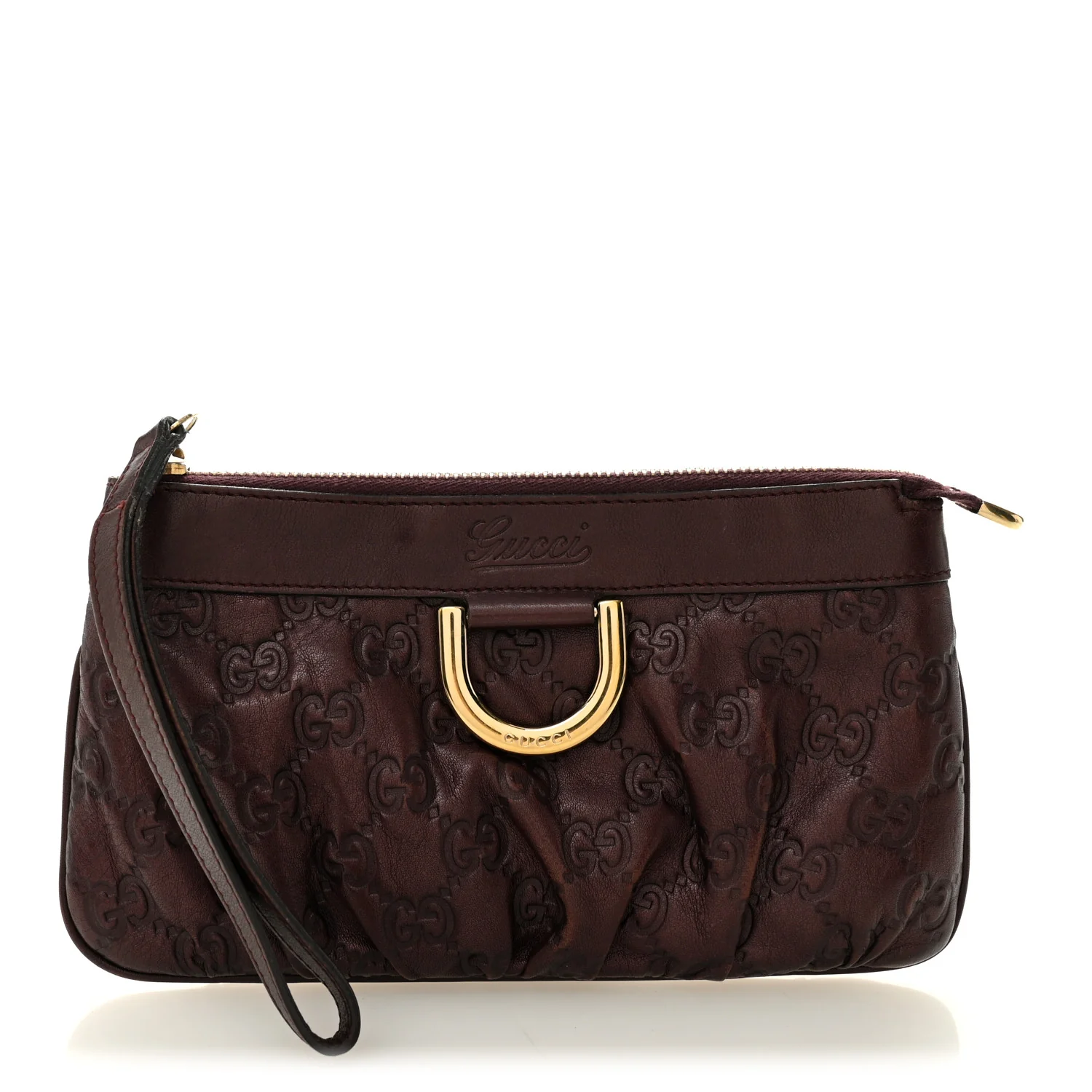Guccissima D Gold Wristlet Bordeaux