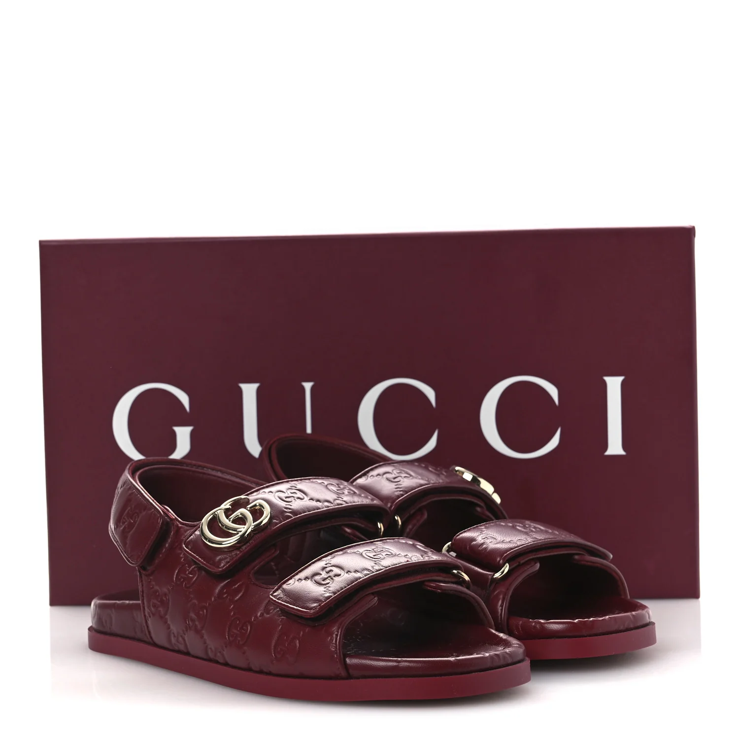 Guccissima GG Embossed Womens Sandals 38 Rosso Ancora - Image 11