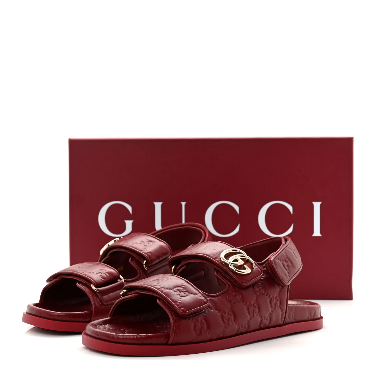 Guccissima GG Embossed Womens Sandals 39.5 Rosso Ancora - Image 10