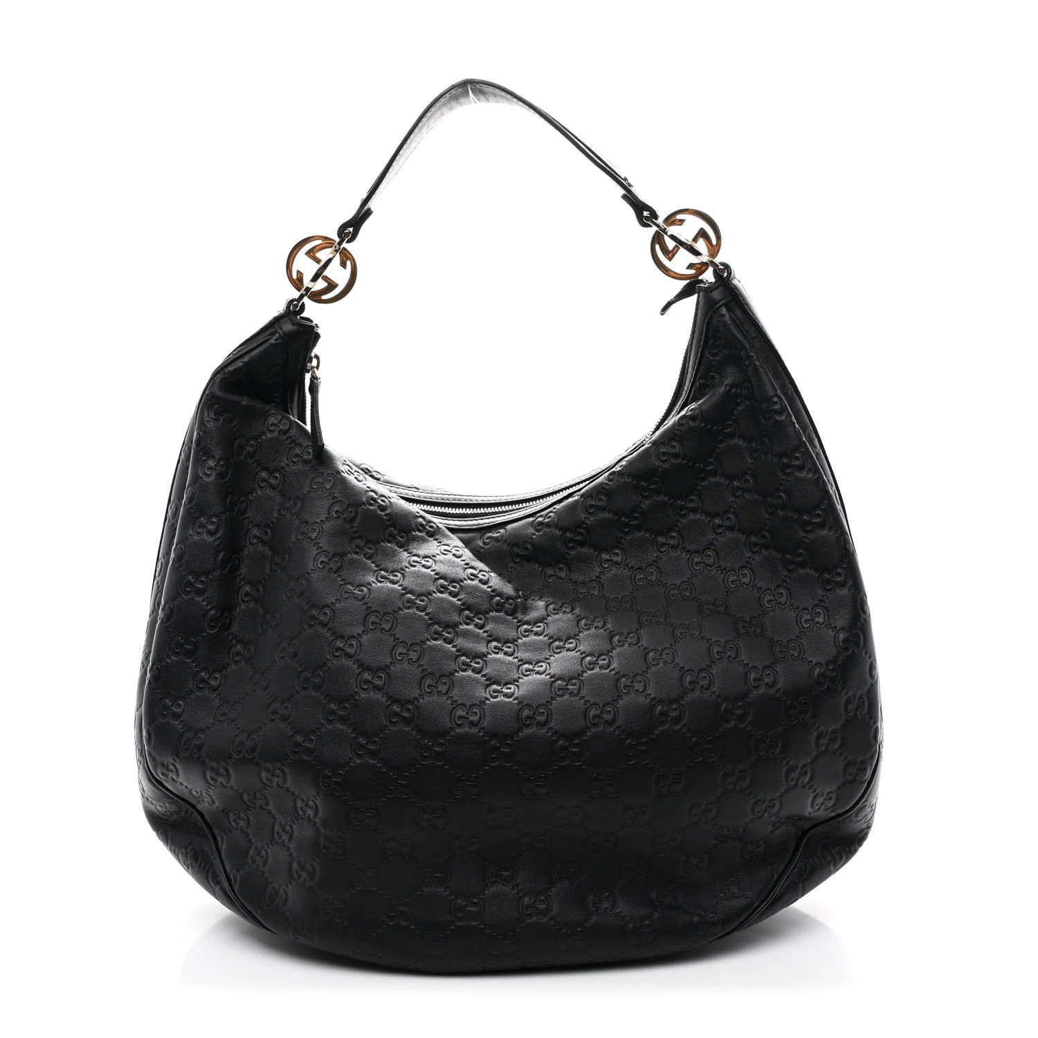 Guccissima Large GG Twins Hobo Black
