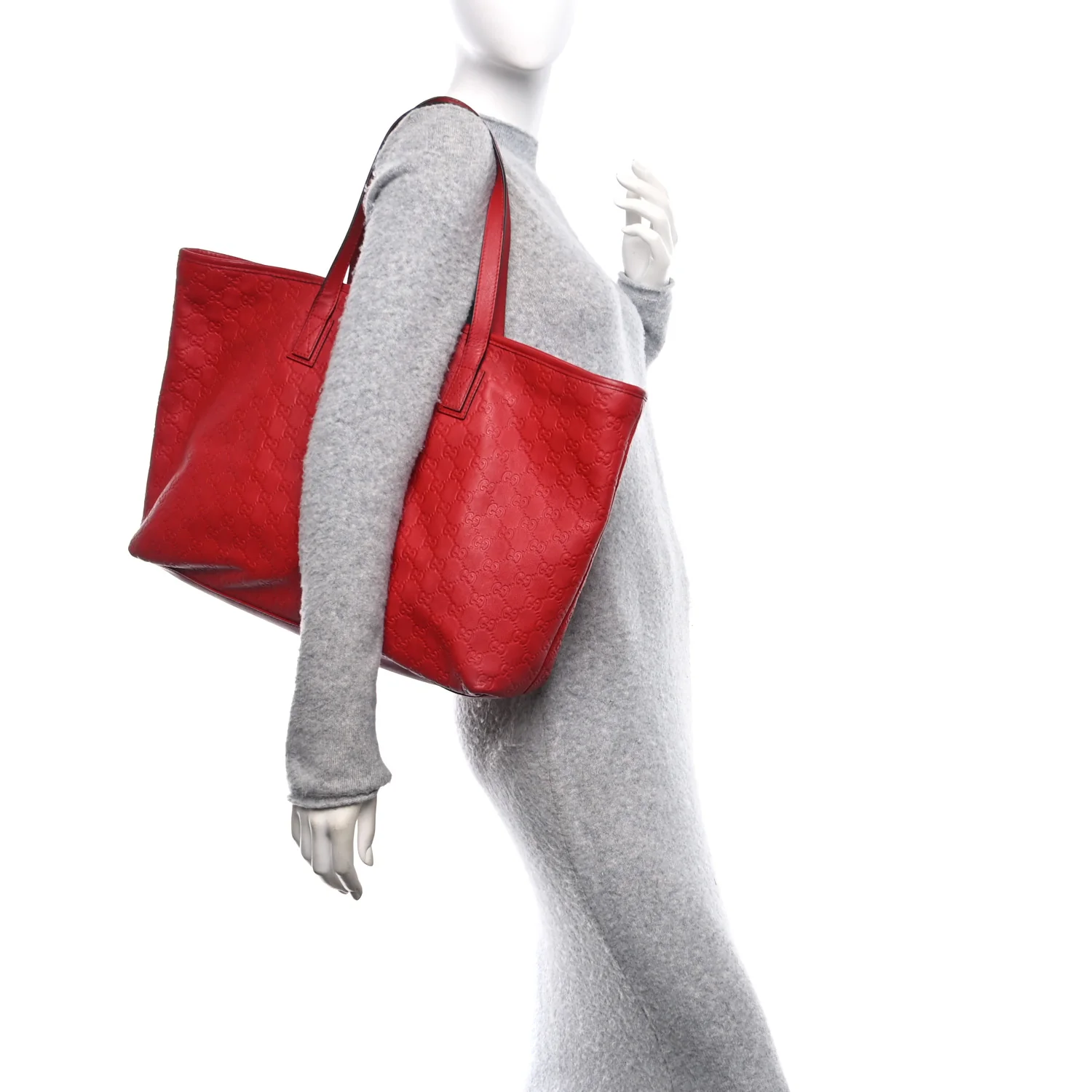 Guccissima Large Zippered Shopping Tote Red - Image 2