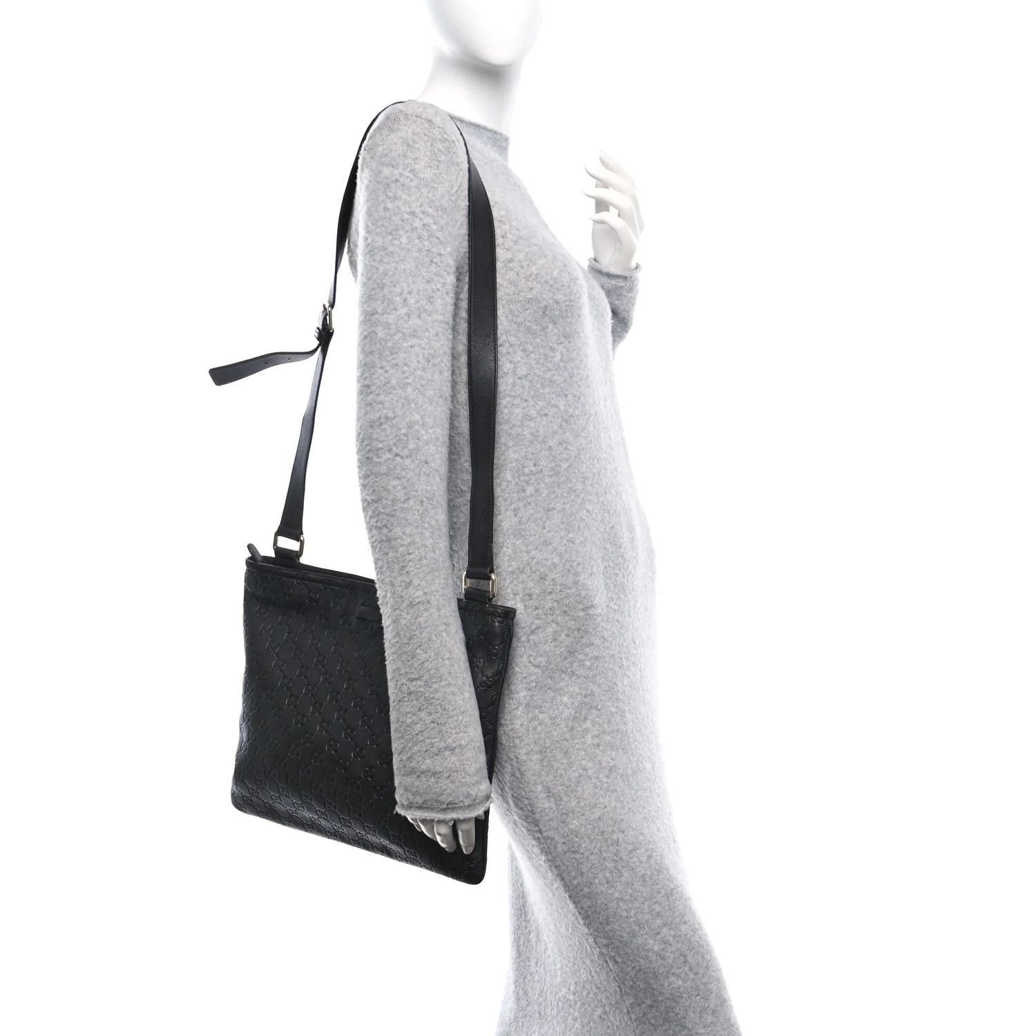 Guccissima Medium Flat Messenger Bag Black - Image 2