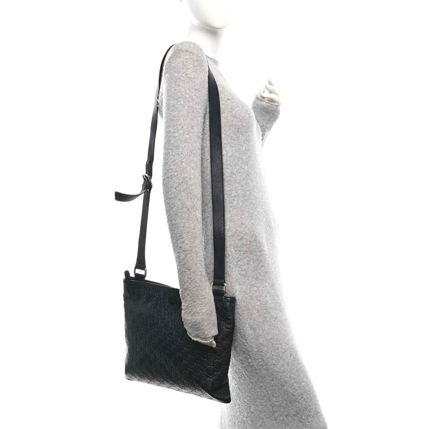 Guccissima Medium Flat Messenger Bag Black - Image 2