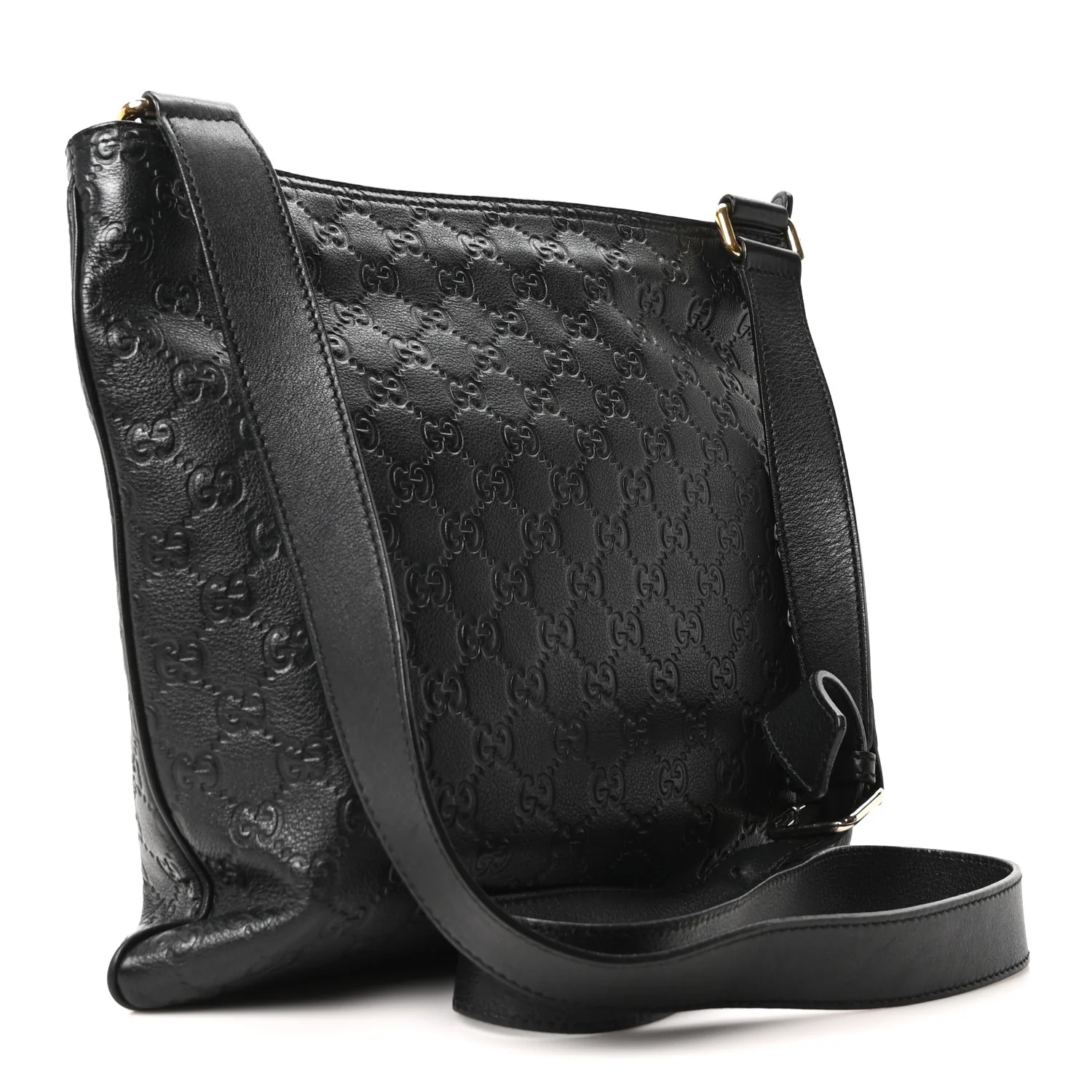 Guccissima Medium Flat Messenger Bag Black - Image 3
