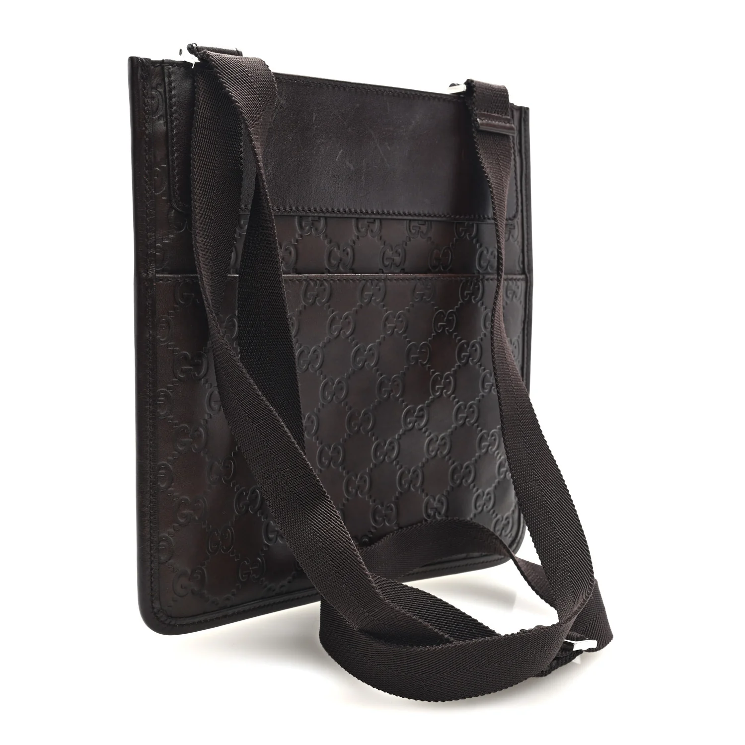 Guccissima Medium Flat Messenger Bag Dark Brown - Image 3