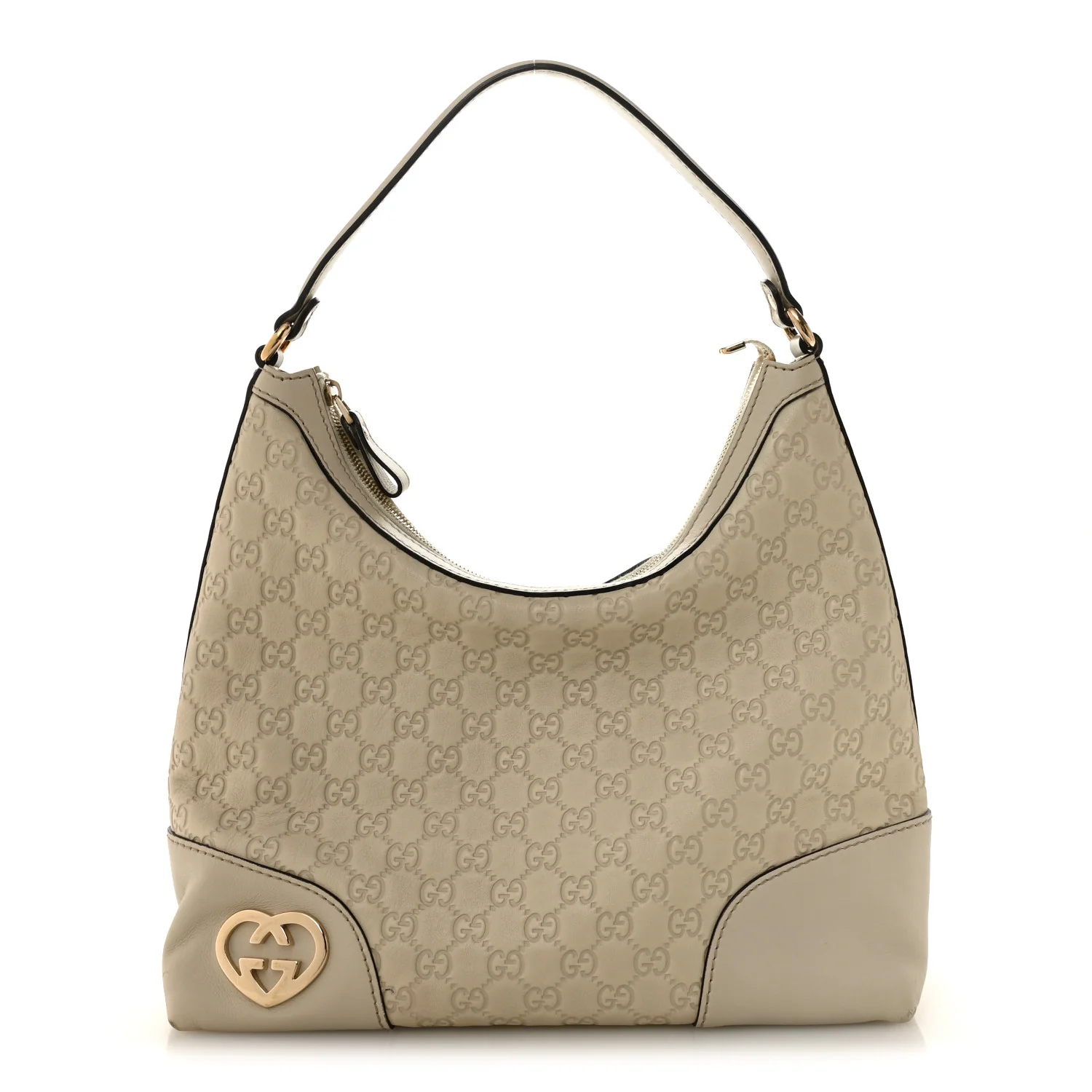 Guccissima Medium Lovely Heart Hobo Off White