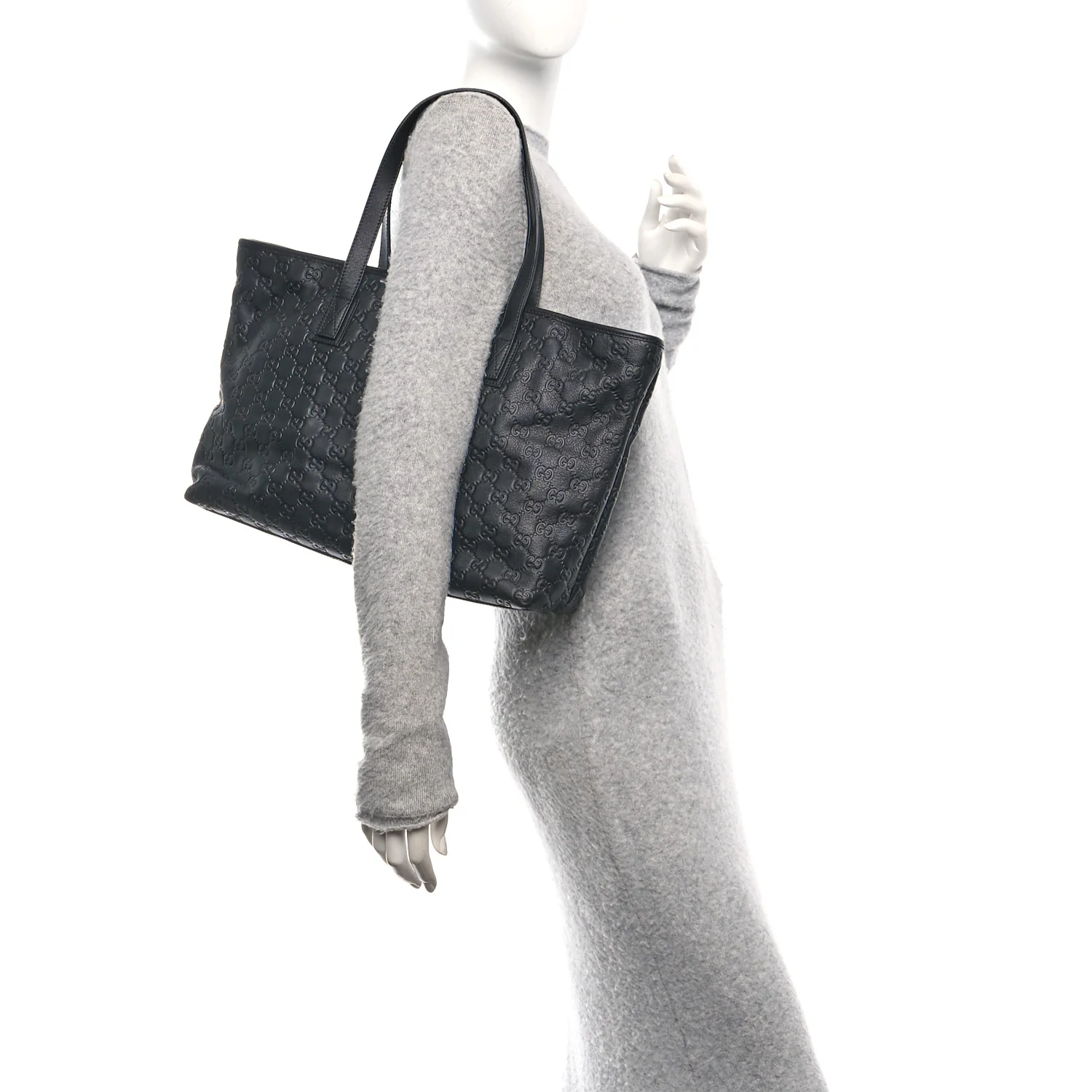 Guccissima Medium Zippered Shopping Tote Black - Image 2