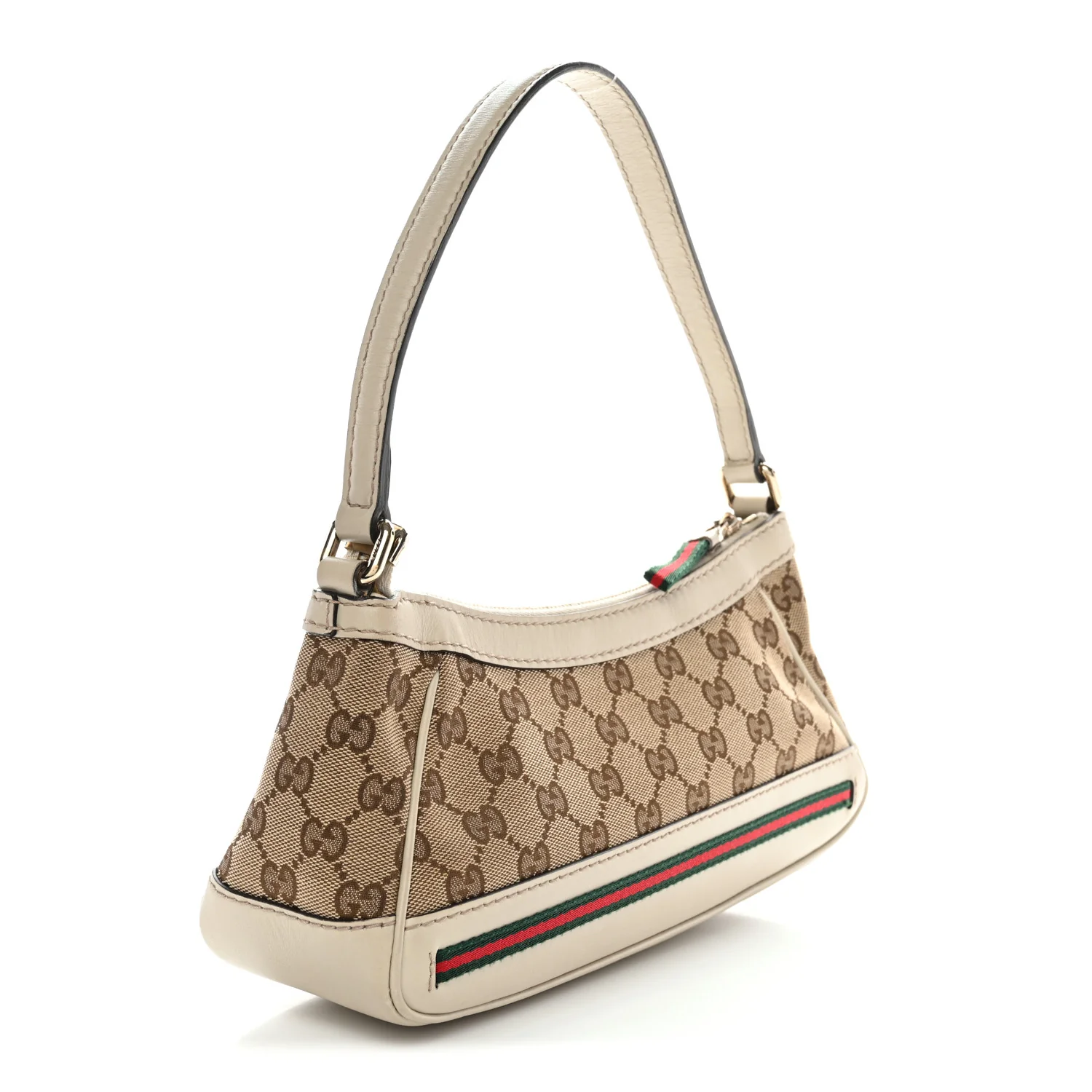 Guccissima Web Small Mayfair Bow Detail Shoulder Bag Beige Off White - Image 3