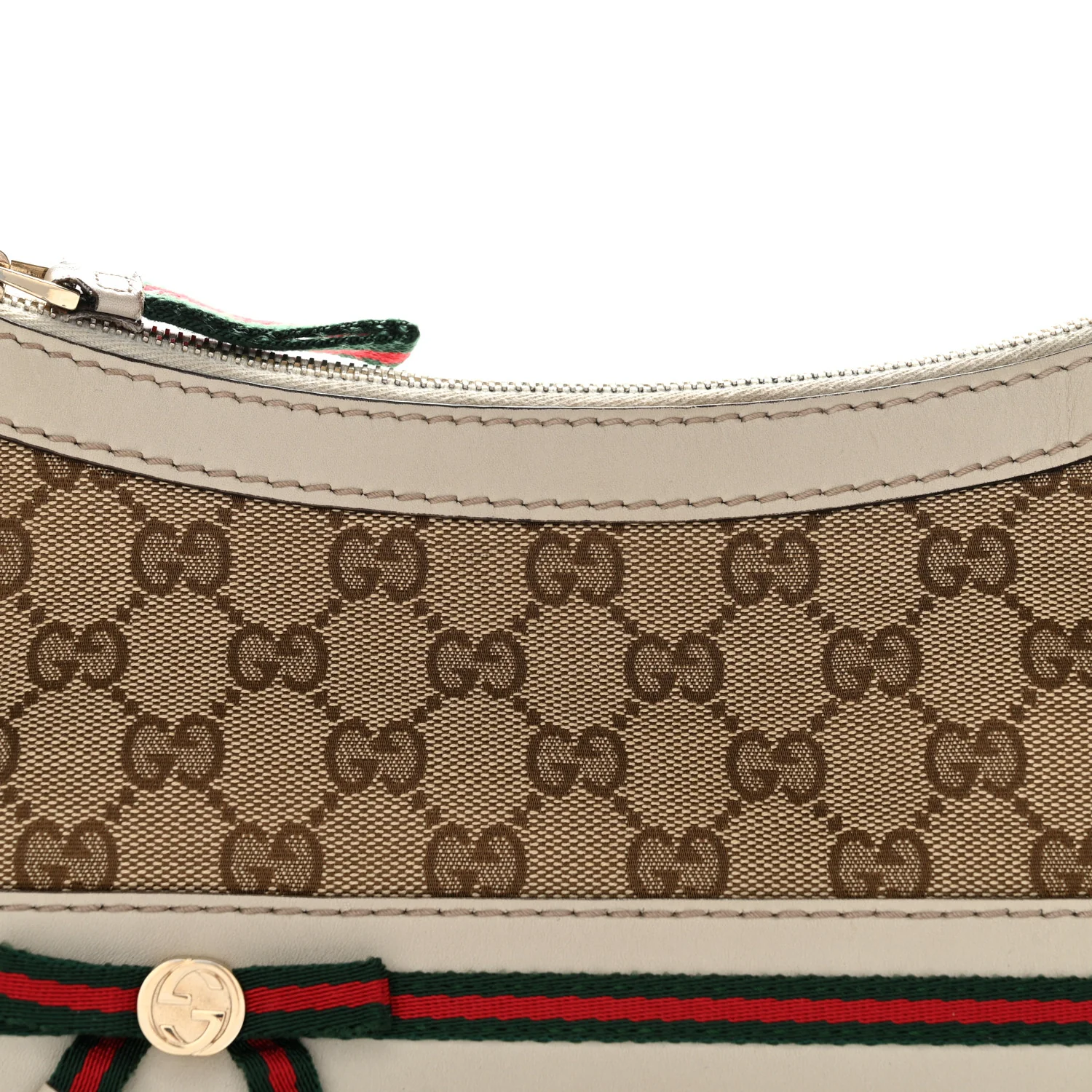 Guccissima Web Small Mayfair Bow Detail Shoulder Bag Beige Off White - Image 8