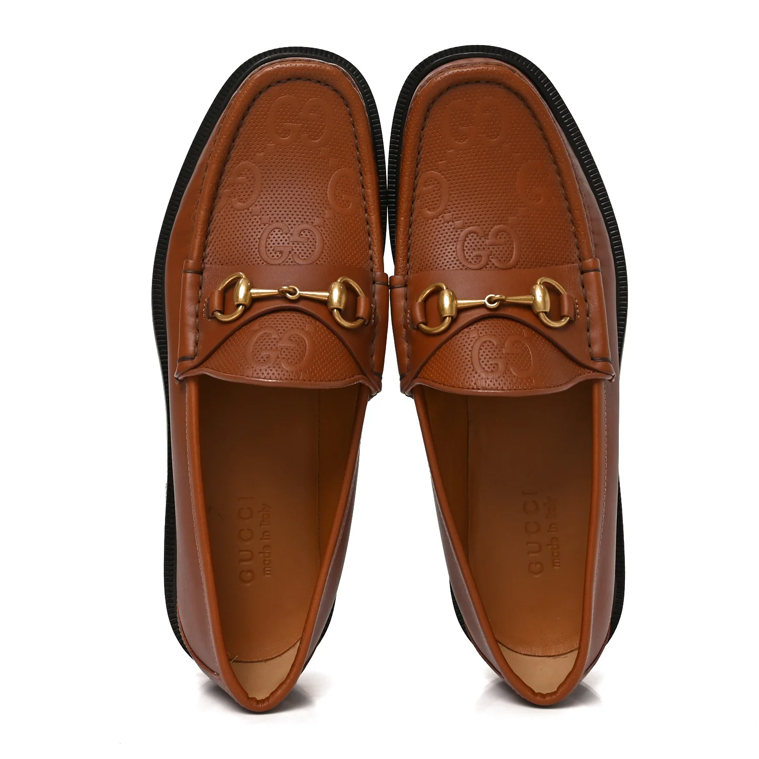 Harness Calfskin GG Tennis Embossed Mens Horsebit Loafers 9 Dark Brown - Image 2