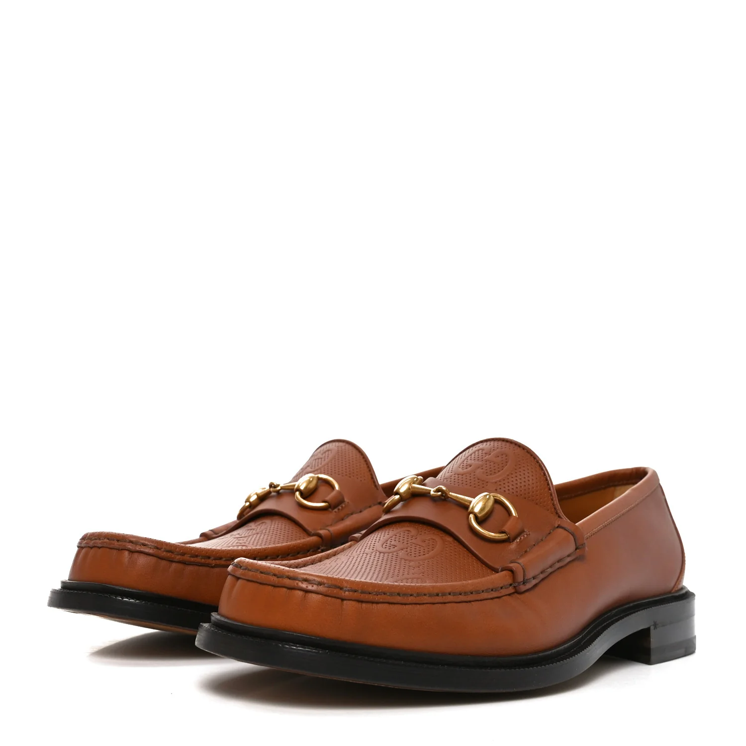 Harness Calfskin GG Tennis Embossed Mens Horsebit Loafers 9 Dark Brown - Image 4