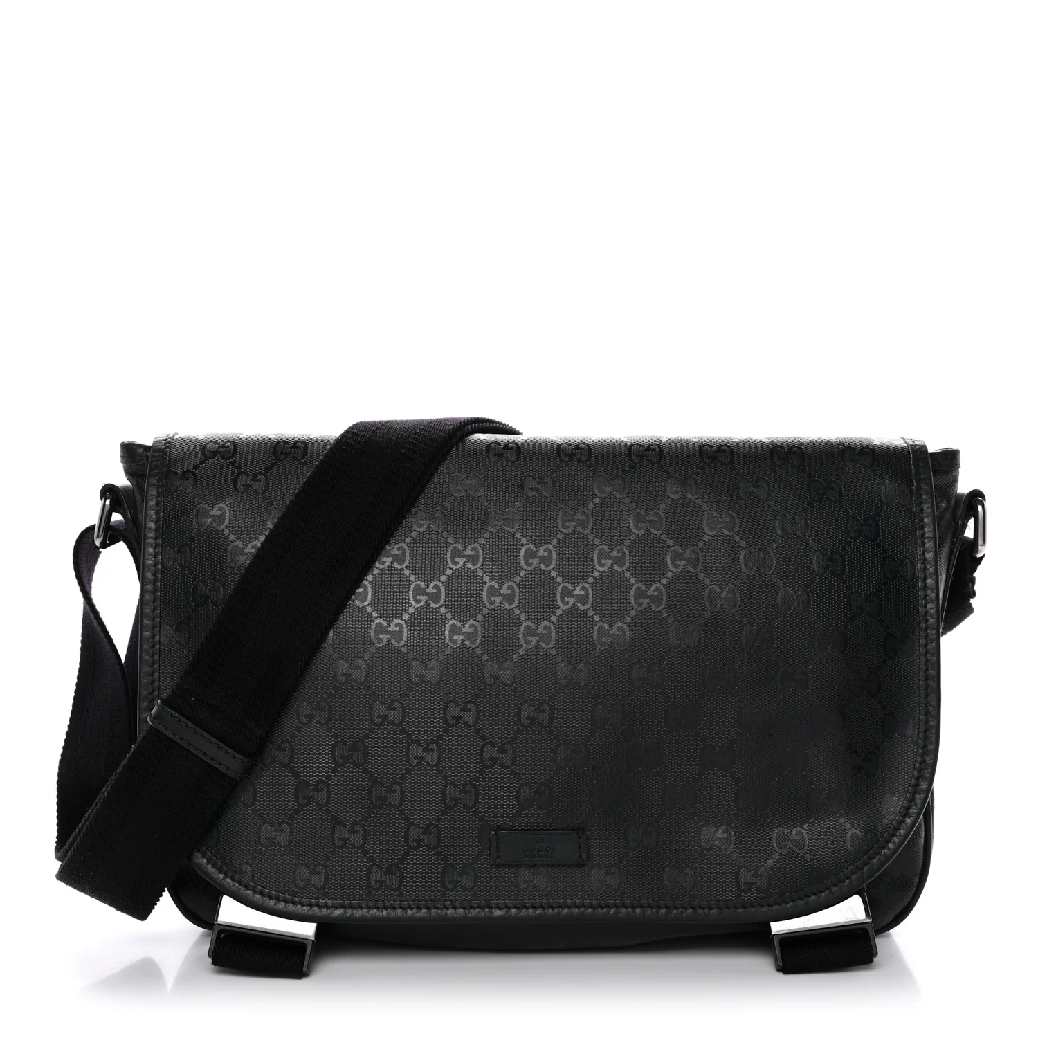 Imprime Monogram Medium Double Buckle Flap Messenger Bag Black