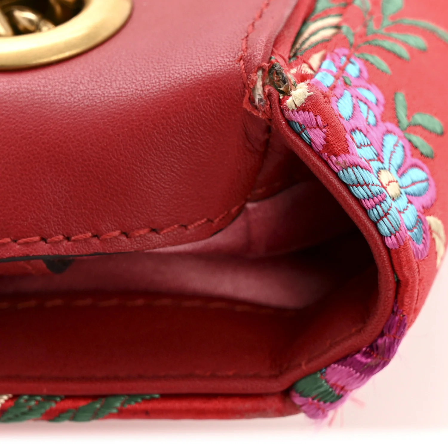 Jacquard Matelasse Floral Medium GG Marmont Shoulder Bag Red - Image 12