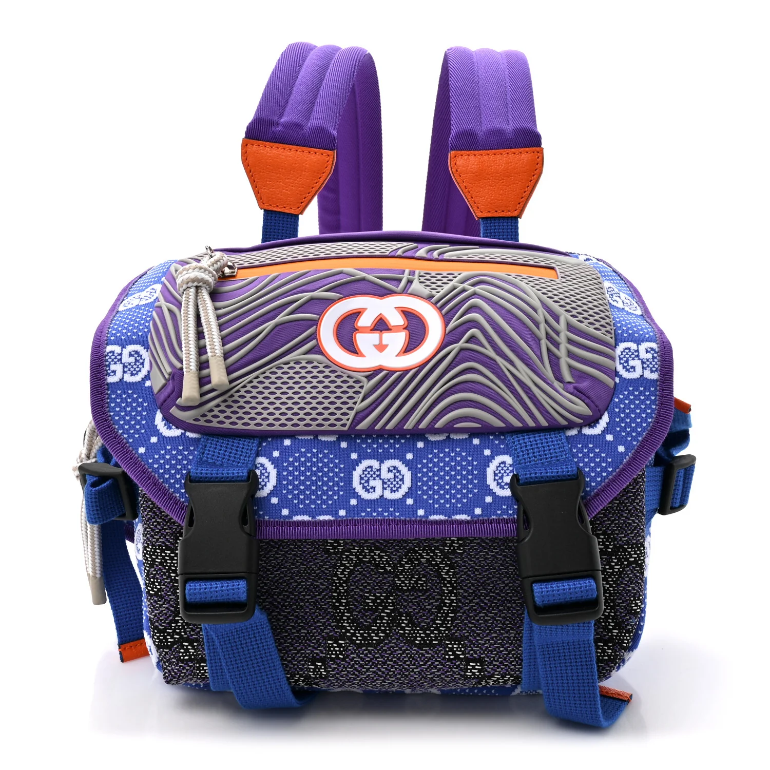 Jersey GG Monogram All Over Sporty Flap Backpack Blue Multicolor