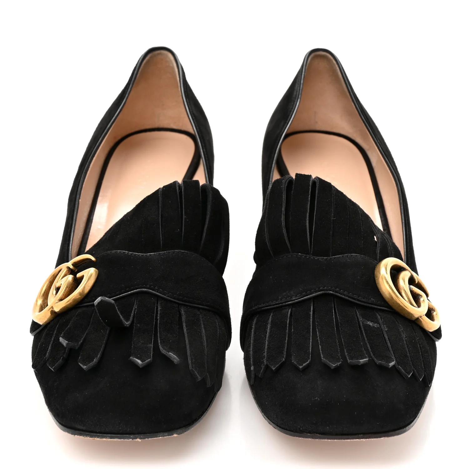 Kid Scamosciato GG Marmont Fringe 50mm Loafer Pumps 39.5 Black - Image 3